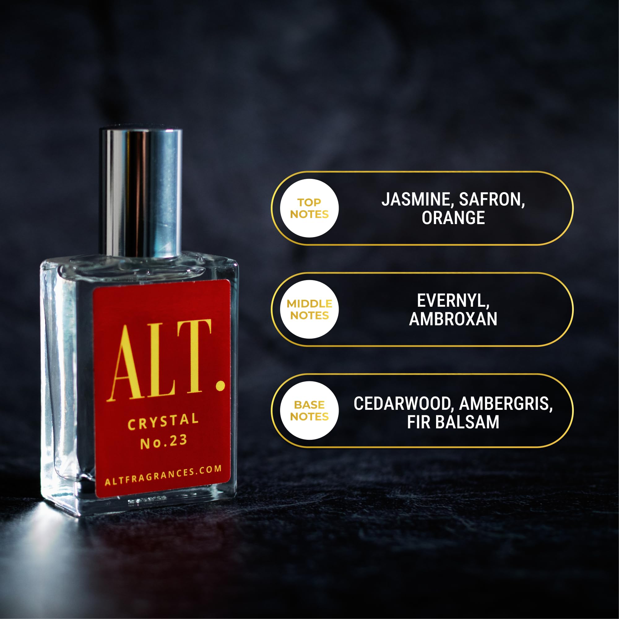 ALT. FRAGRANCES Crystal No. 23 Extrait de Parfum - 60ml Unisex Perfume Inspired by Baccarat Rouge 540 | Long-Lasting Luxury Scent for Date Night, Special Occasions & Everyday Elegance