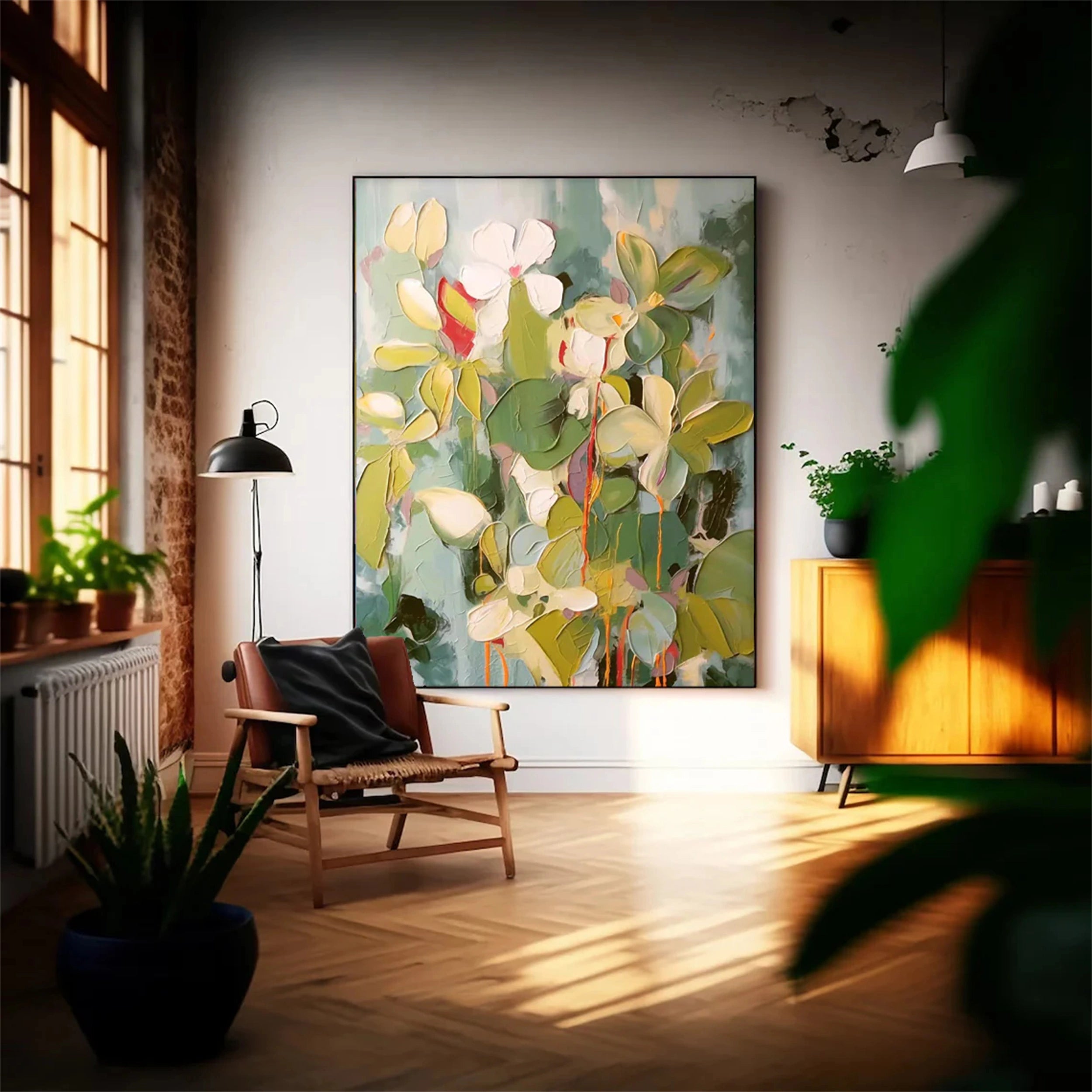 Beautiful Flower and Tree Canvas Painting #FT057 - Perfect for Home Decor, Living Room, Bedroom & Office Wall Art