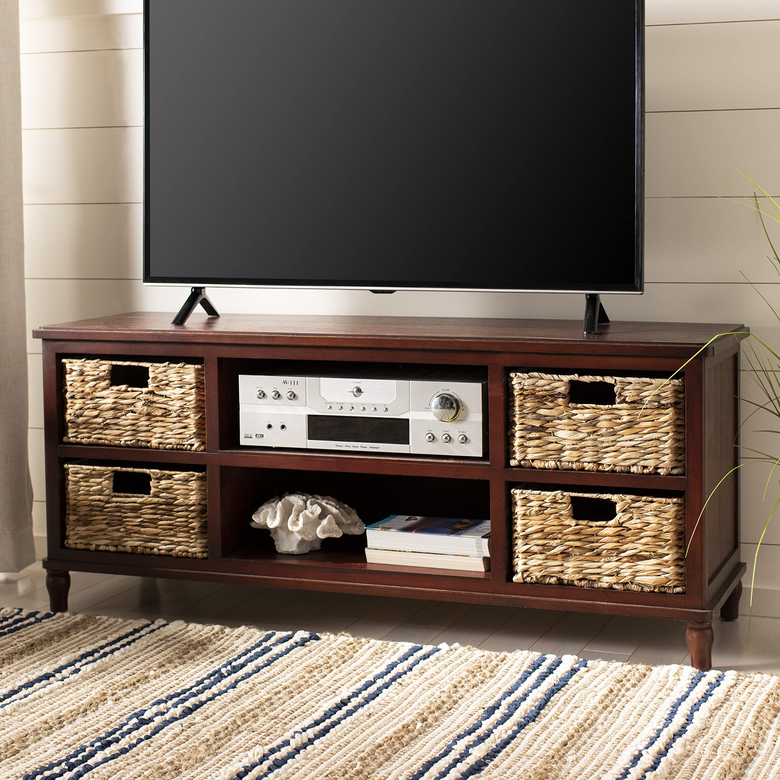 Safavieh Rooney Entertainment TV Stand - Cherry Finish Modern TV Console for Living Room, Bedroom & Home Theater