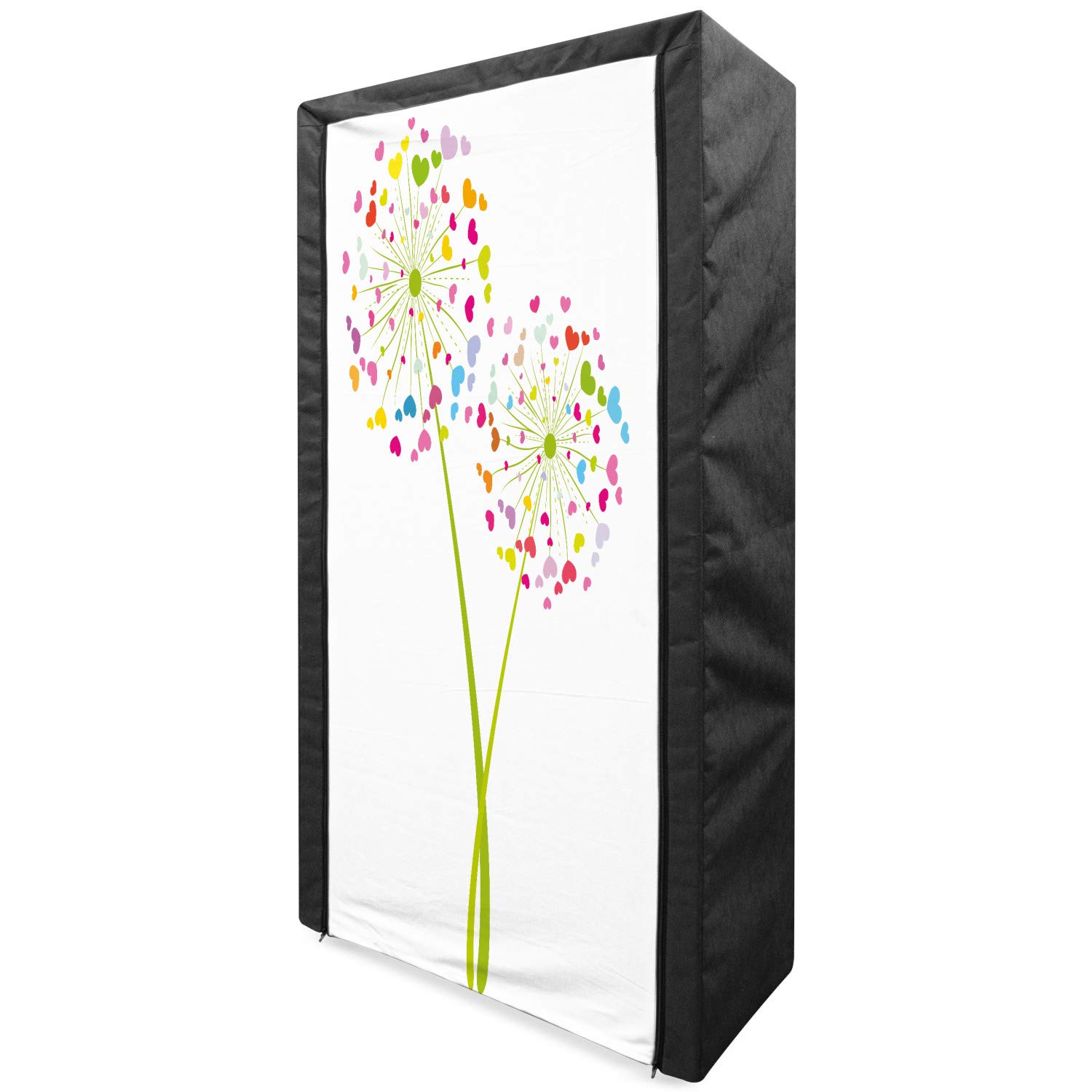 Ambesonne Floral Portable Fabric Wardrobe - Spring Dandelion Heart Petals Design, 33.5