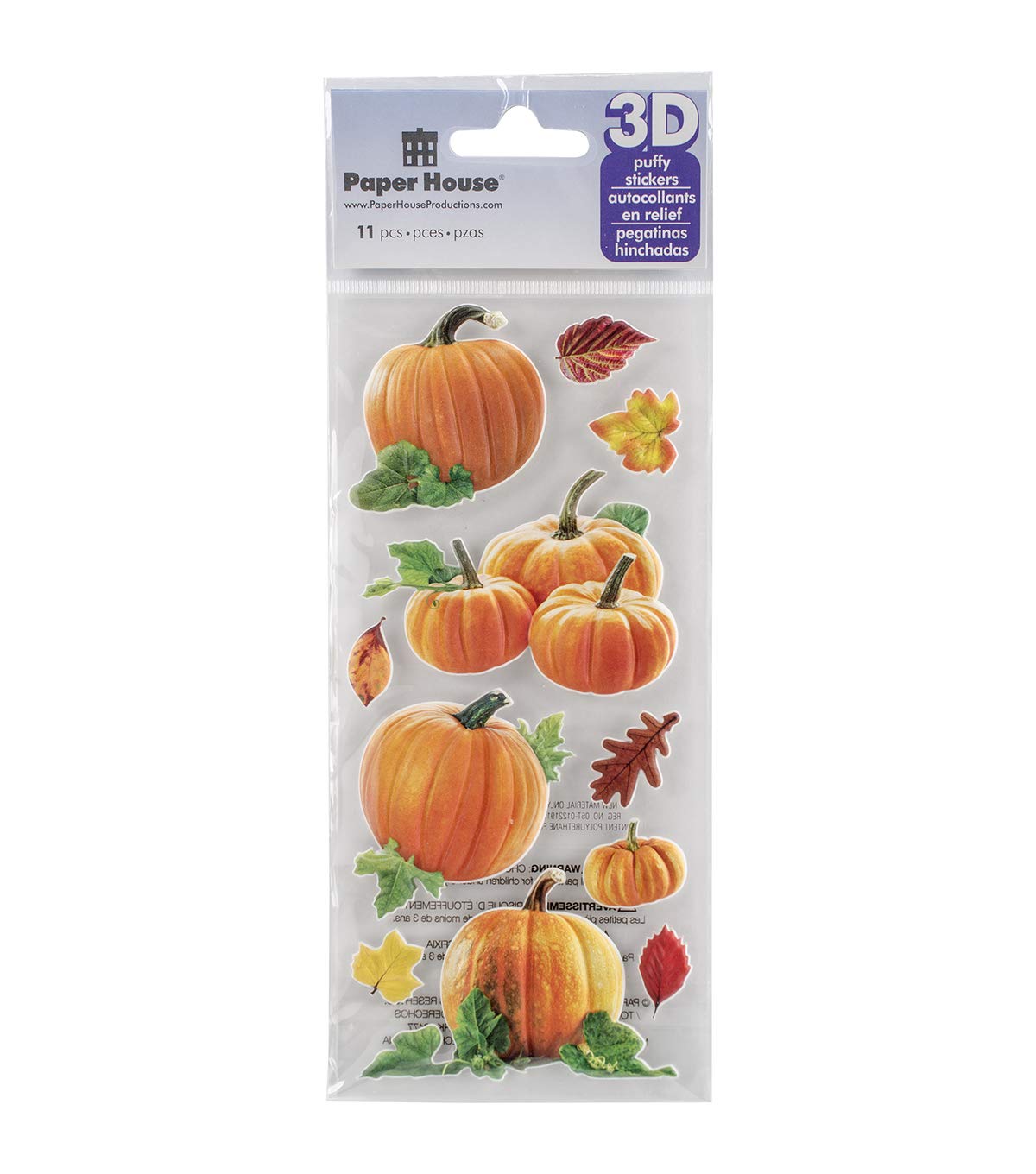 Fall & Autumn Pumpkin Stickers - Adhesive Puffy Decals for Scrapbooking, DIY Crafts, and Seasonal Home Decor - Perfect for Halloween, Thanksgiving, and Autumn Party Decorations