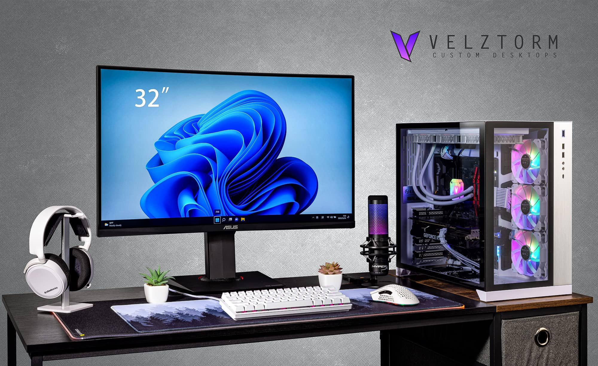 Velztorm Lux Lyte Custom Gaming PC - AMD Ryzen 9 5900X 12-Core, RTX 3050 8GB, 64GB RAM, 1TB NVMe SSD + 2TB HDD | WiFi 6, USB 3.2, Windows 11 Pro | High-Performance Desktop for 4K Gaming, Streaming & Content Creation
