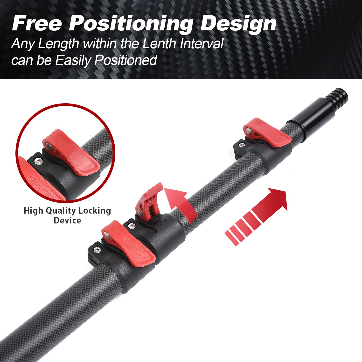 DOBEN 12 FT Carbon Fiber Extension Pole - Lightweight Telescoping Paint Roller Pole with Universal Threaded Head (3.6-12 ft) for Painting, Cleaning & High Reach Tasks - Sturdy Carbon Fiber Construction for Indoor/Outdoor Use