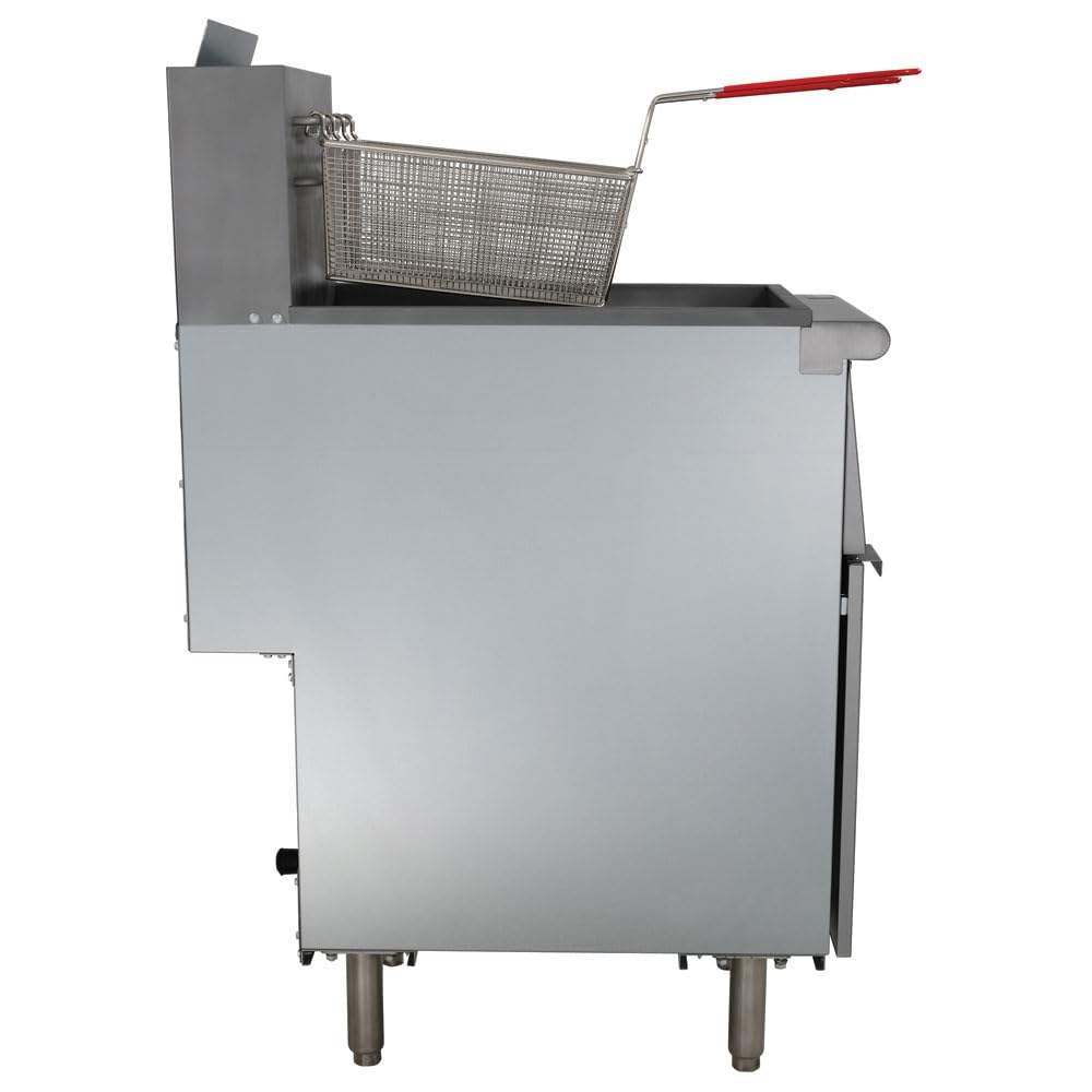 Kratos 50 lb. Commercial Gas Floor Fryer - Stainless Steel Deep Fryer for Restaurants with 4 Heating Tubes & 120,000 BTU - Liquid Propane (29Y-011-LP) - Perfect for Fast Food Chains, Diners & High-Volume Cooking