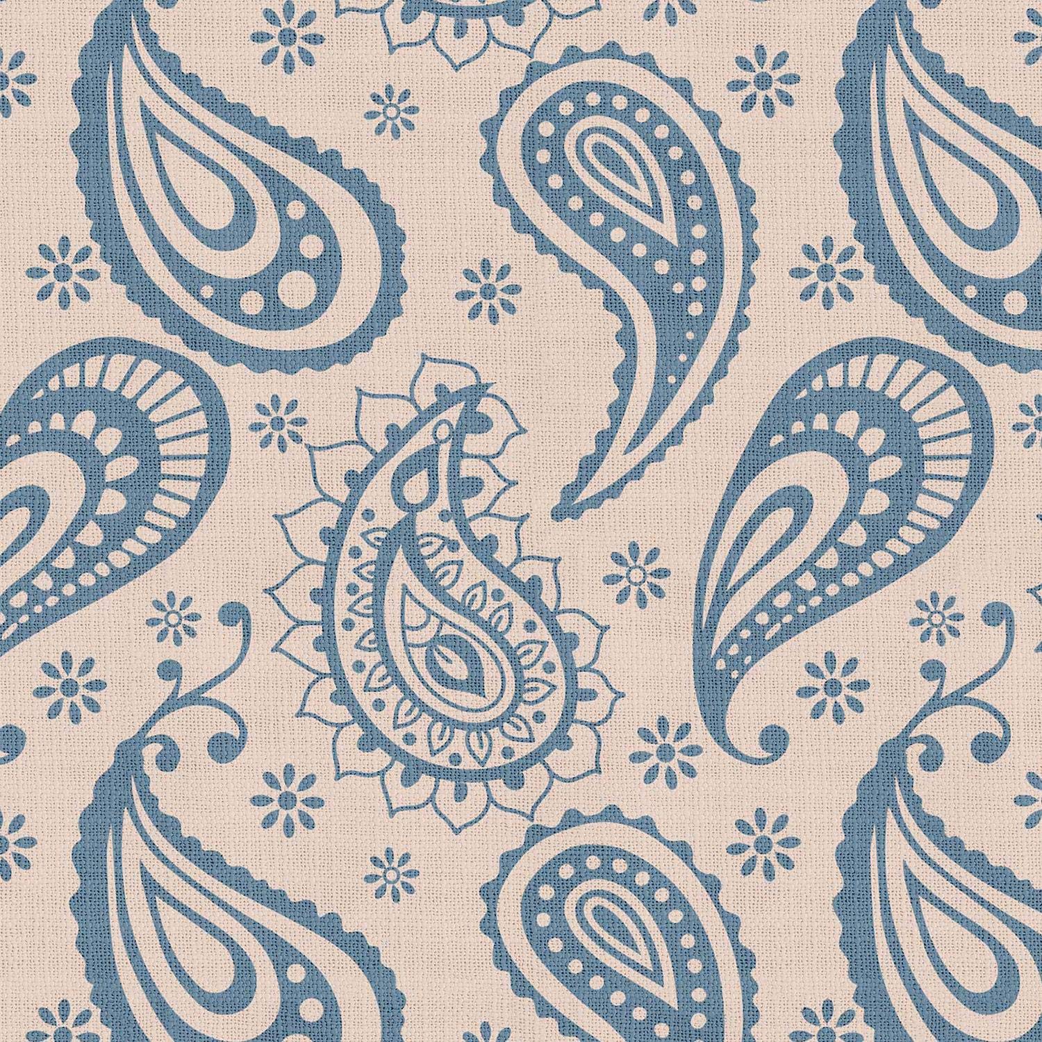 Drapifytex Paisley Light Reducing Linen Curtains - 102 Inch Length Pinch Pleat Window Drapes for Bedroom & Living Room (Blue, 1 Panel) - Perfect for Blackout & Home Decor