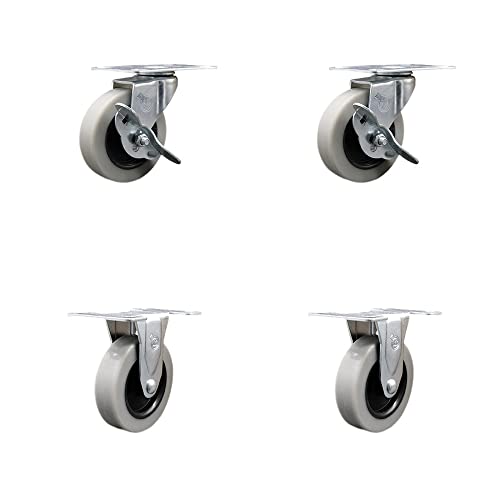 2 Swivel w/Large TP & 2 Side Lock Brakes - 2 Rigid