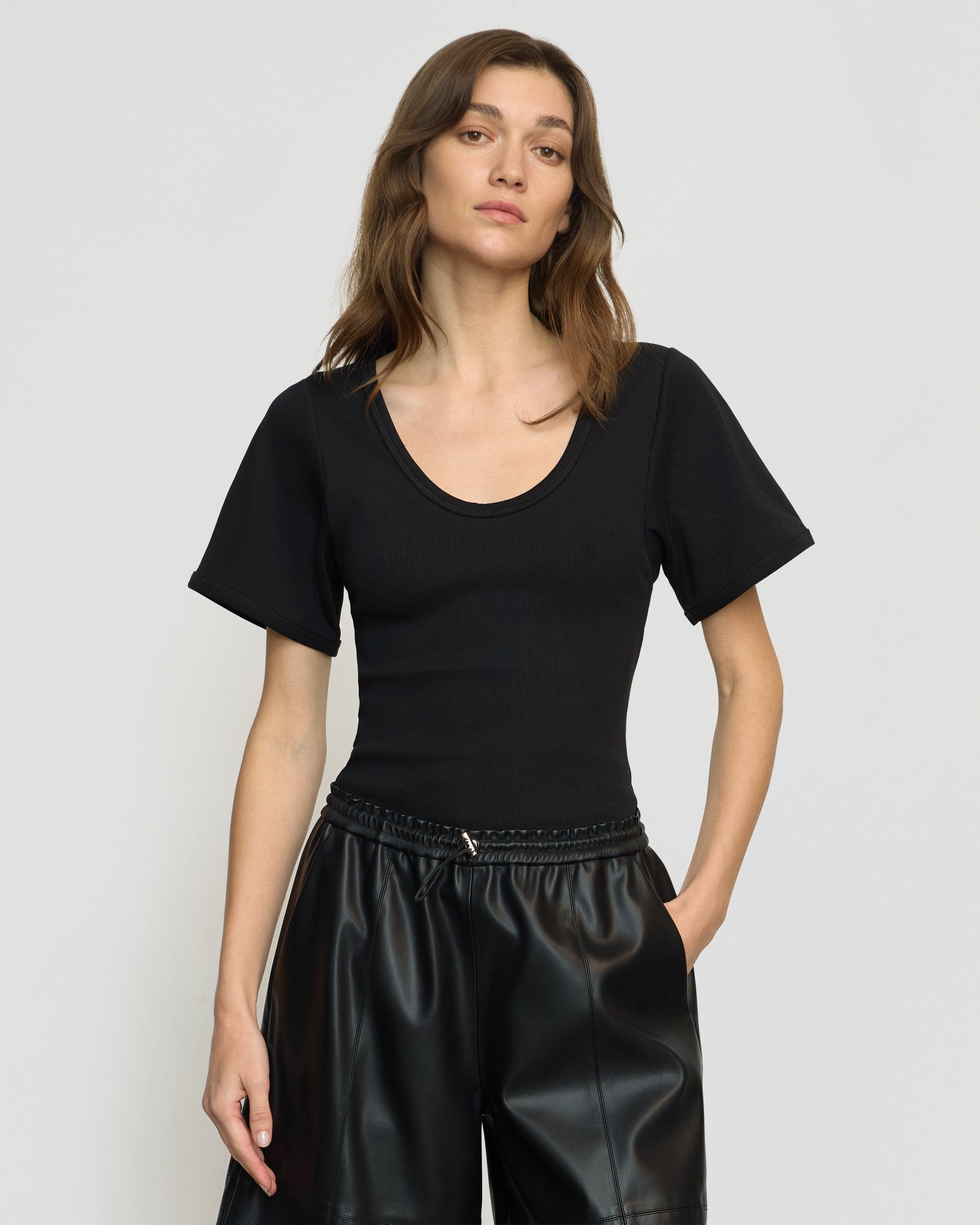 Renee Sculpted Scoop Neck Tee - Women's Slim Fit Basic T-Shirt for Casual Wear & Layering | Perfect for Everyday Outfits, Work & Weekend Looks