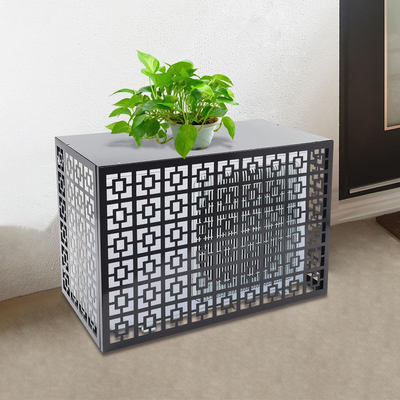 Gdrasuya10 Aluminum Air Conditioner Fence - Waterproof Outdoor AC Cover with 3 Metal Panels for 2-3P Units | Durable Privacy Screen for Home & Garden Protection