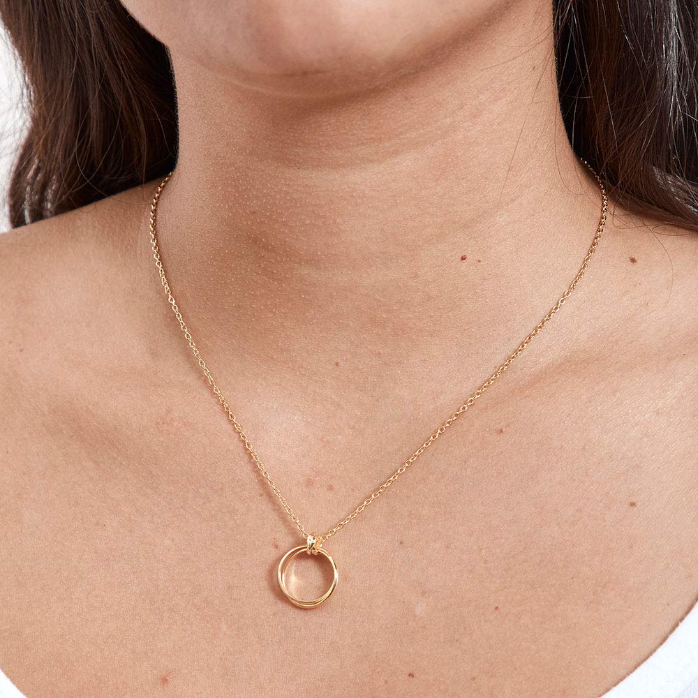 Dear Ava 20th Birthday Gift Necklace - Gold Plated Brass Linked Circles Pendant Jewelry for Women | Perfect Birthday, Anniversary & Graduation Gift for Her | Elegant Everyday Wear & Special Occasions