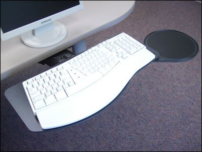 PMNPLFE21T Slimline Natural Phenolic Keyboard Tray with Swivel Mouse Platform - Ergonomic Adjustable Lever-Free Extended Arm for Office Workstations & Home Desks (Perfect for Typing, Gaming & Computer Use)