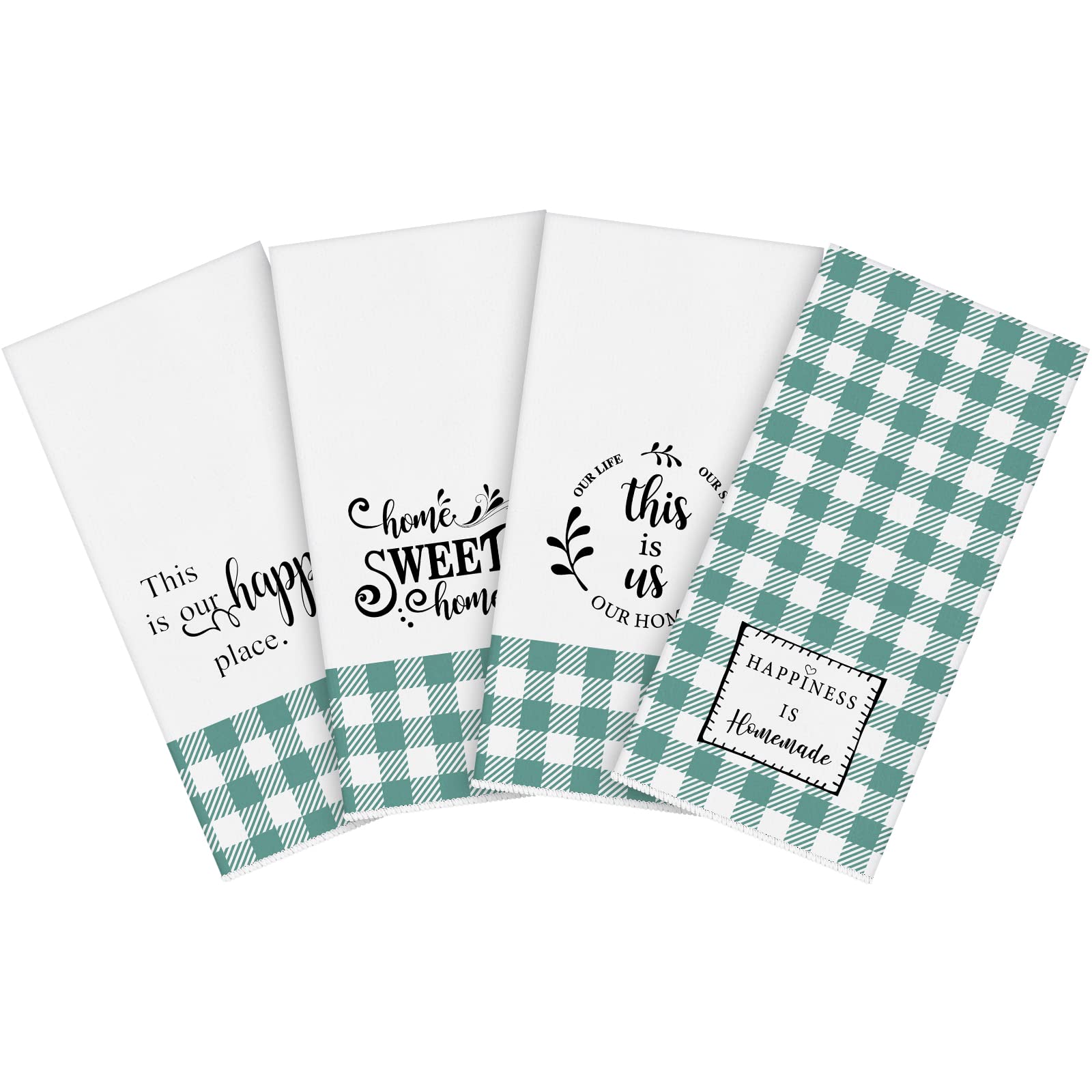 4Pcs Quick-Dry Kitchen Towels - Soft Absorbent Dish Cloths for Washing & Drying Dishes (Plaid Style) - Perfect for Home & Restaurant Use