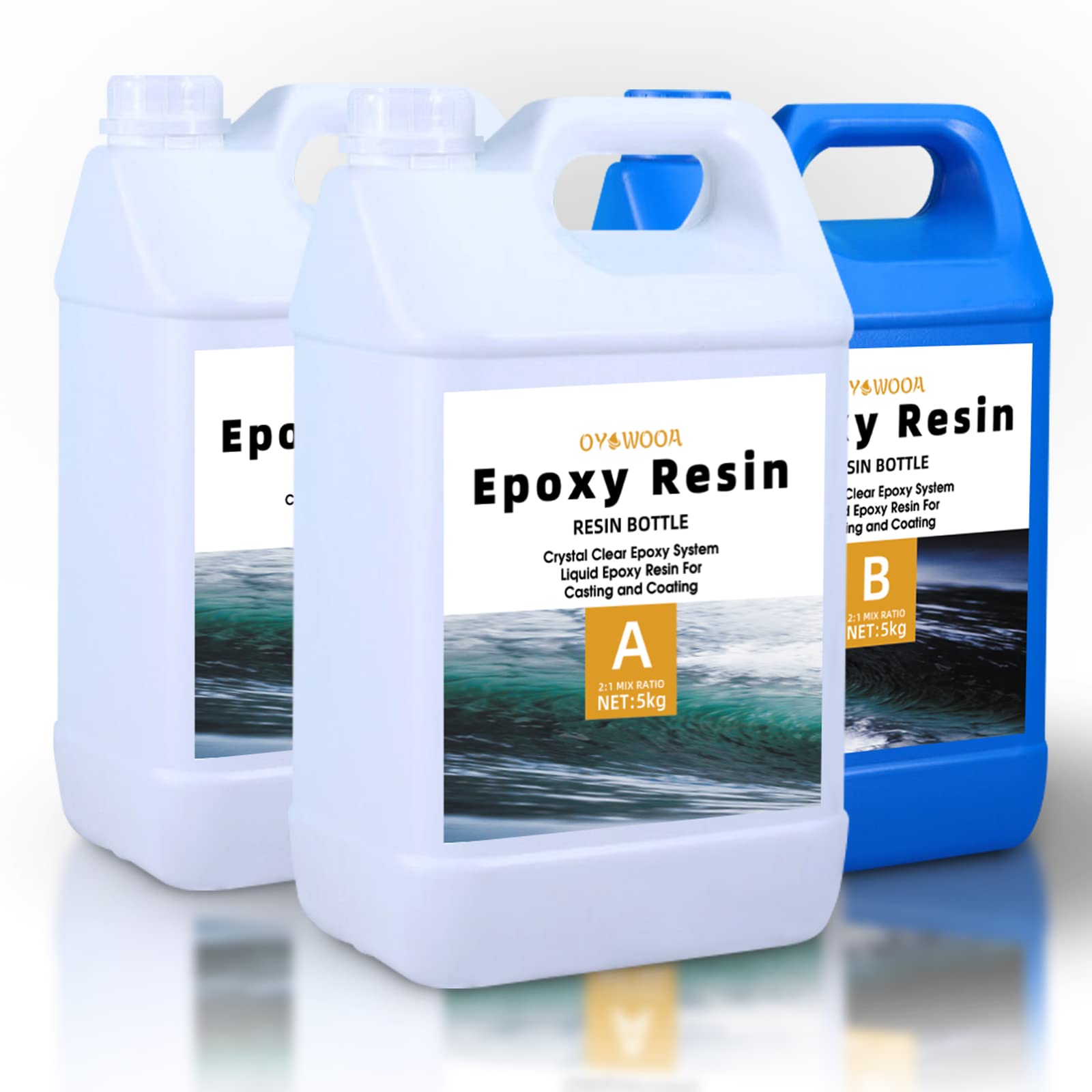 OYOOWOOA 4 Gallons Deep Pour Epoxy Resin Kit - 2:1 Ratio Crystal Clear Transparent Epoxy Resin for River Tables, Live Edge Wood, Garage Floors & DIY Projects | Perfect for Wood Filling, Art Casting & Home Decor