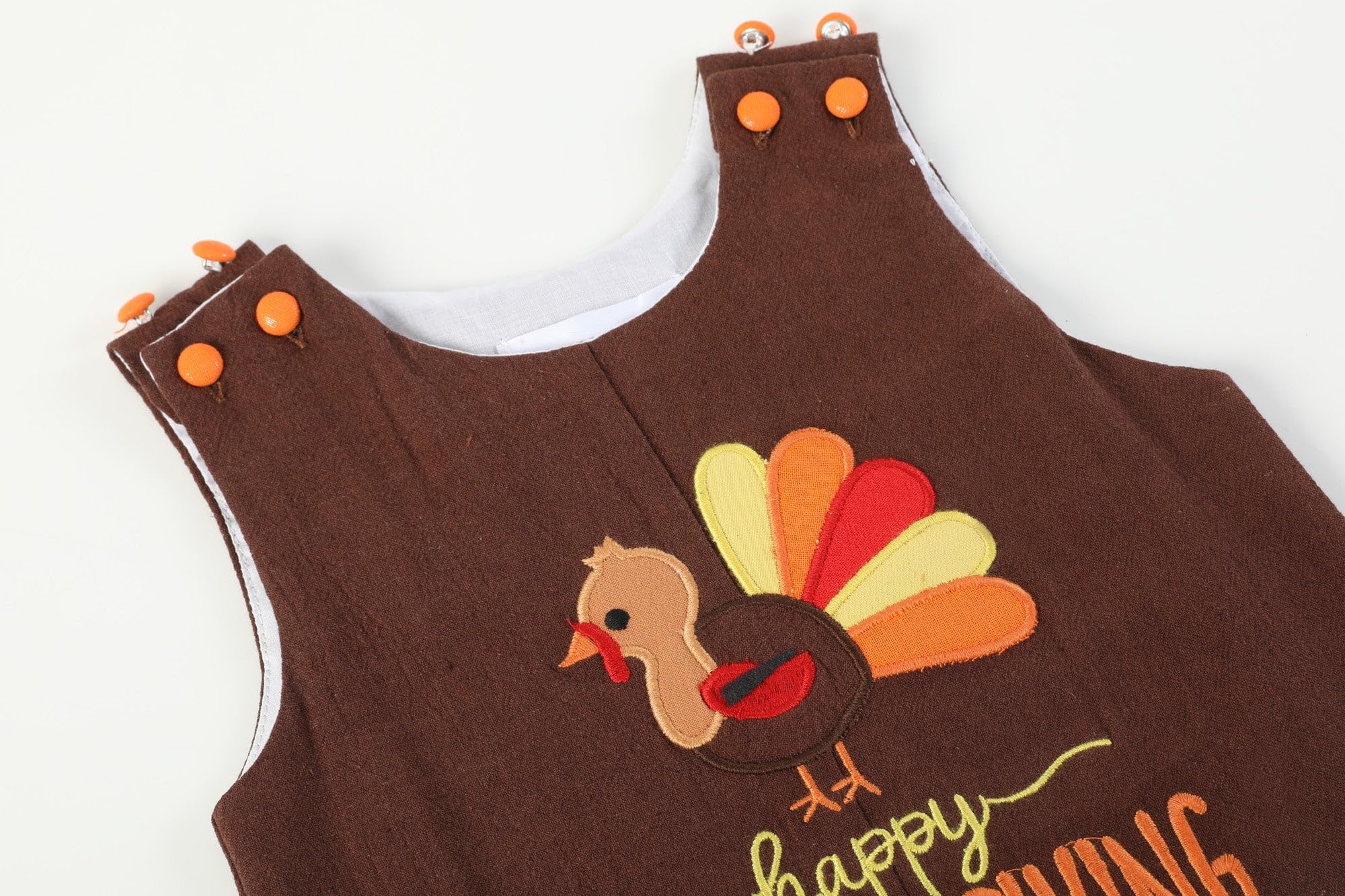 Lil Cactus Brown Happy Thanksgiving Turkey Overalls - Adorable Baby Outfit for Thanksgiving Family Gatherings & Photo Shoots