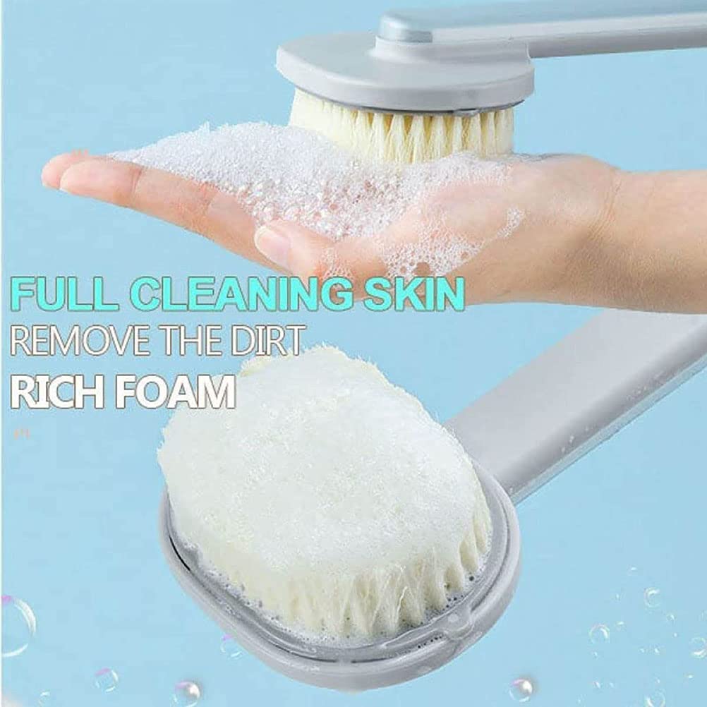 Gefemini Long Handle Bath Brush with Detachable Back Scrubber and Soap Dispenser - Exfoliating Body Wash Brush for Deep Cleaning, Massage & Back Care - Perfect for Shower, Spa & Home Bathing Routine