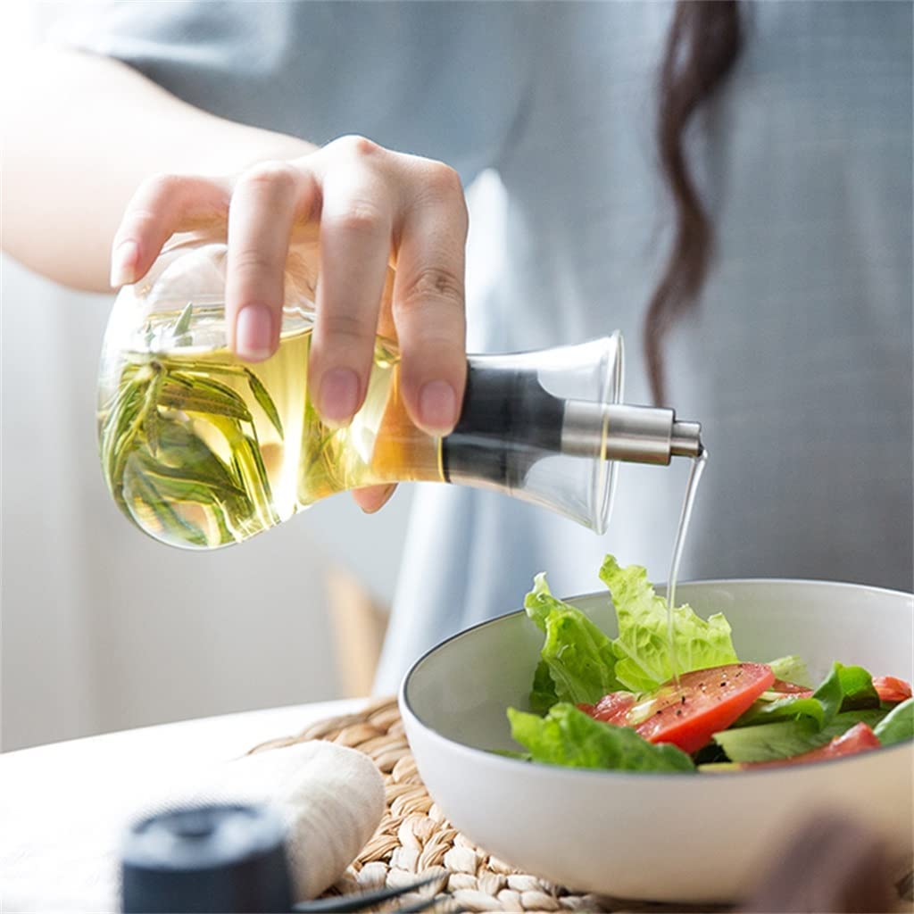 Premium Borosilicate Glass Oil Dispenser Bottle - 250ml Leak-Proof Kitchen Oil & Vinegar Cruet with Drip-Free Spout (Transparent) - Perfect for Cooking, Salad Dressing & Baking Needs