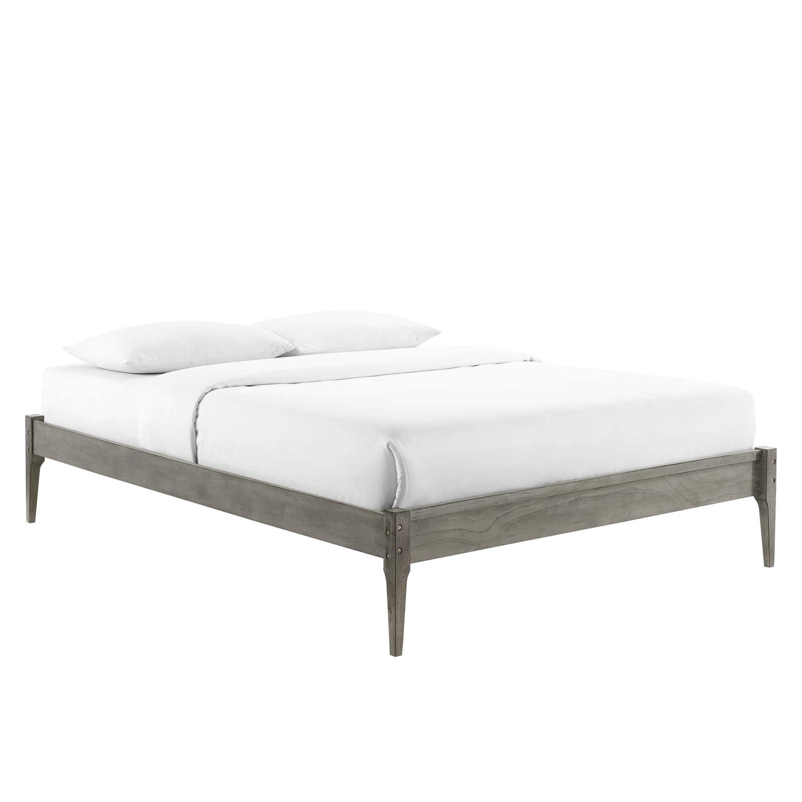 Modway June Full Wood Platform Bed Frame with Headboard - Queen Size, Gray - Sturdy & Modern Bed Frame for Master Bedroom or Guest Room