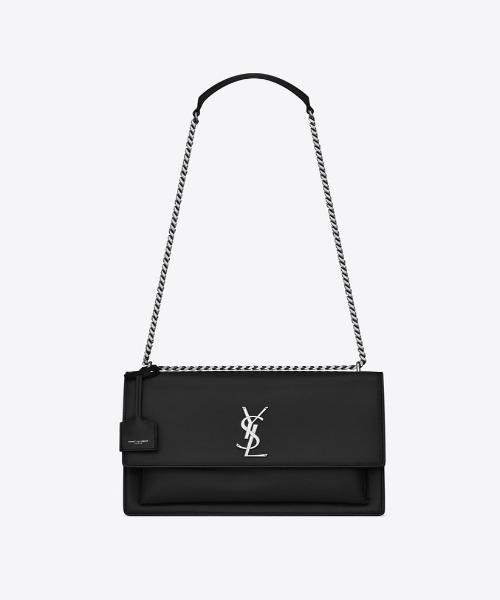 Saint Laurent Small Sunset Bag in Black Grained Leather - Perfect for Evening Outings & Special Occasions