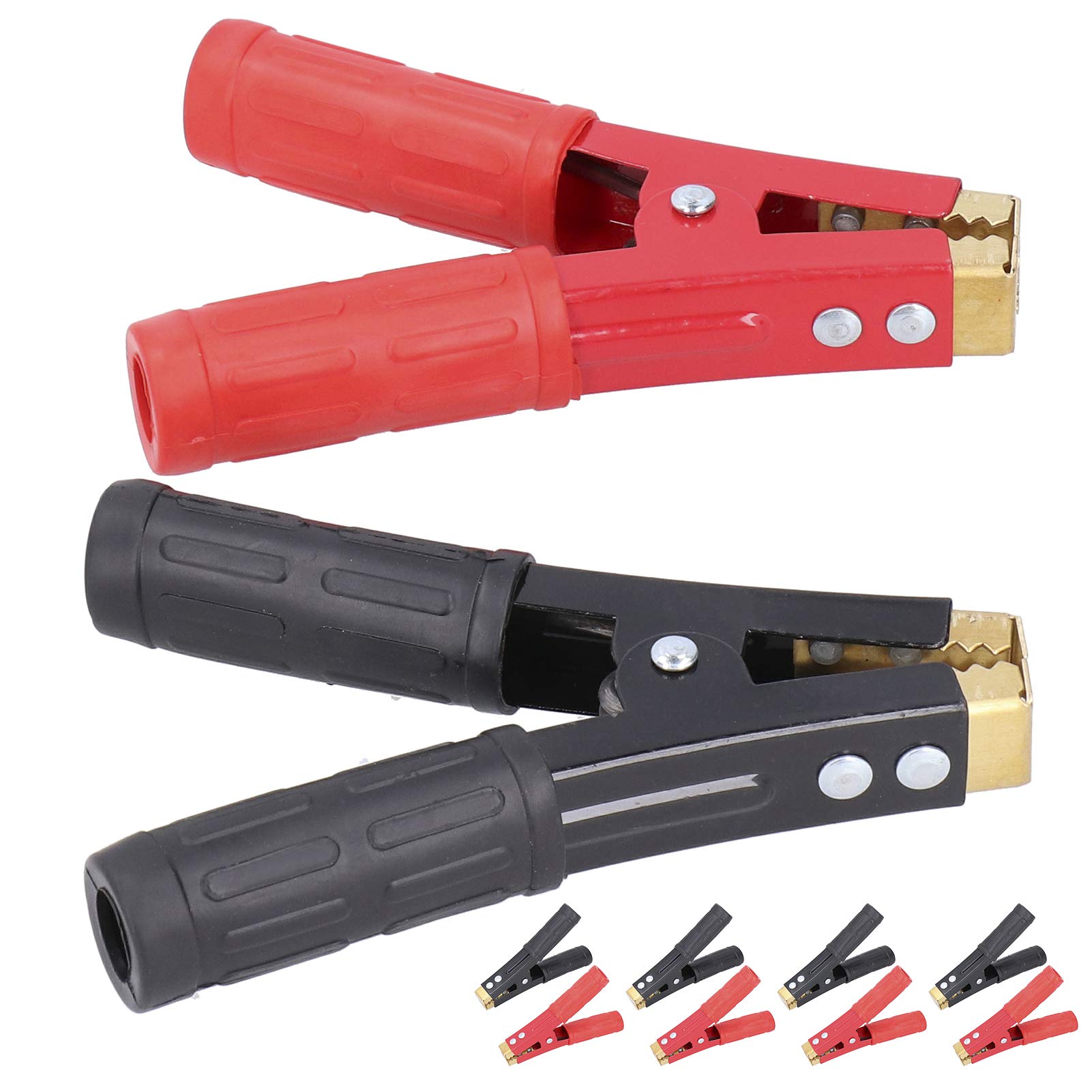 Qiilu 5 Pairs Heavy Duty Red Battery Cable Clips - Pure Copper Insulated Crocodile Clamps 1000A for Car Battery, Electrical Testing & Automotive Maintenance - Perfect for Jumper Cables, Power Tools & DIY Electrical Projects