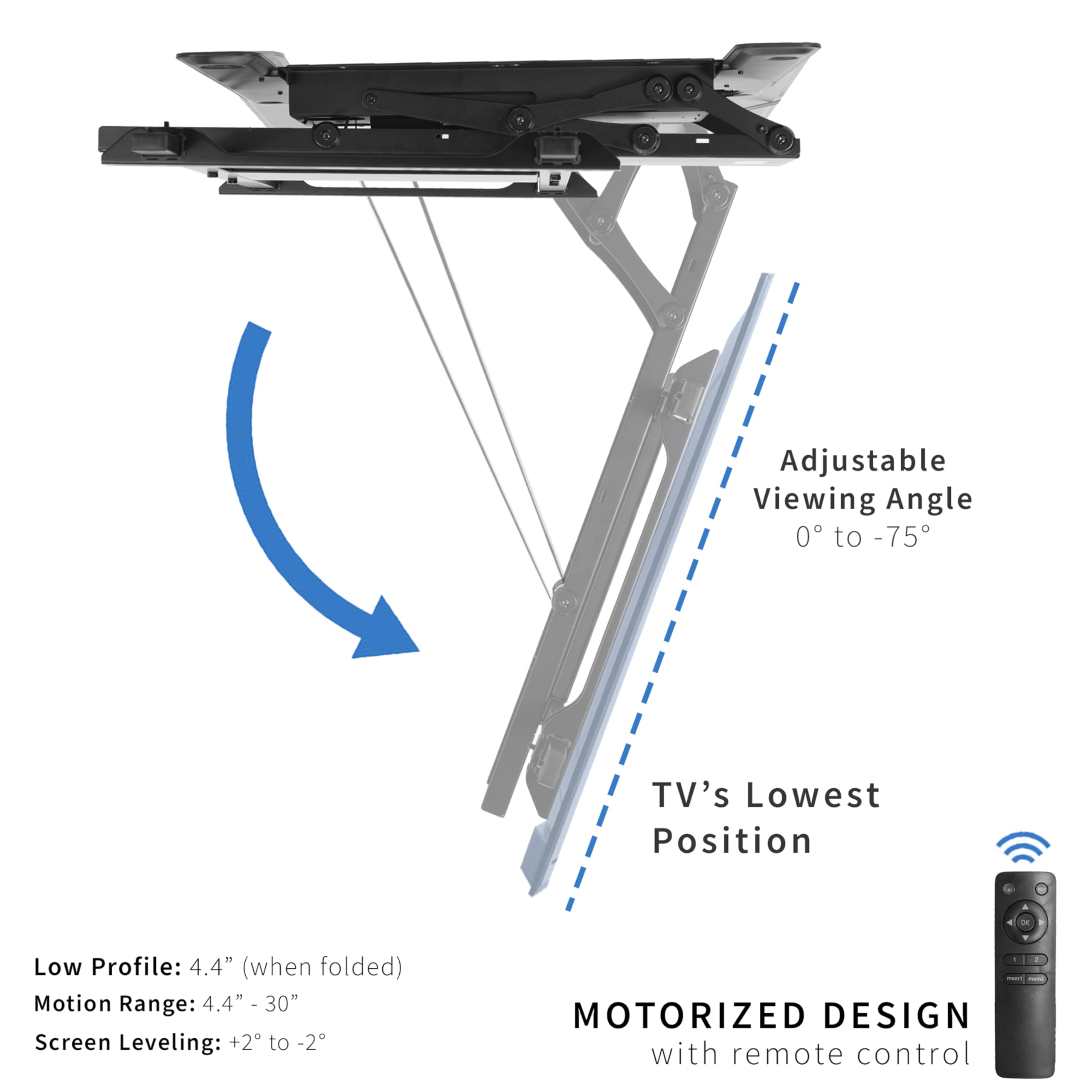 VIVO Electric TV Ceiling Mount for 40-85 Inch Screens | Motorized Flip-Down Pitched Roof VESA Mount | Heavy Duty Black Master Pack (MOUNT-E-FD85) | Perfect for Home Theaters, Bars, and Commercial Spaces
