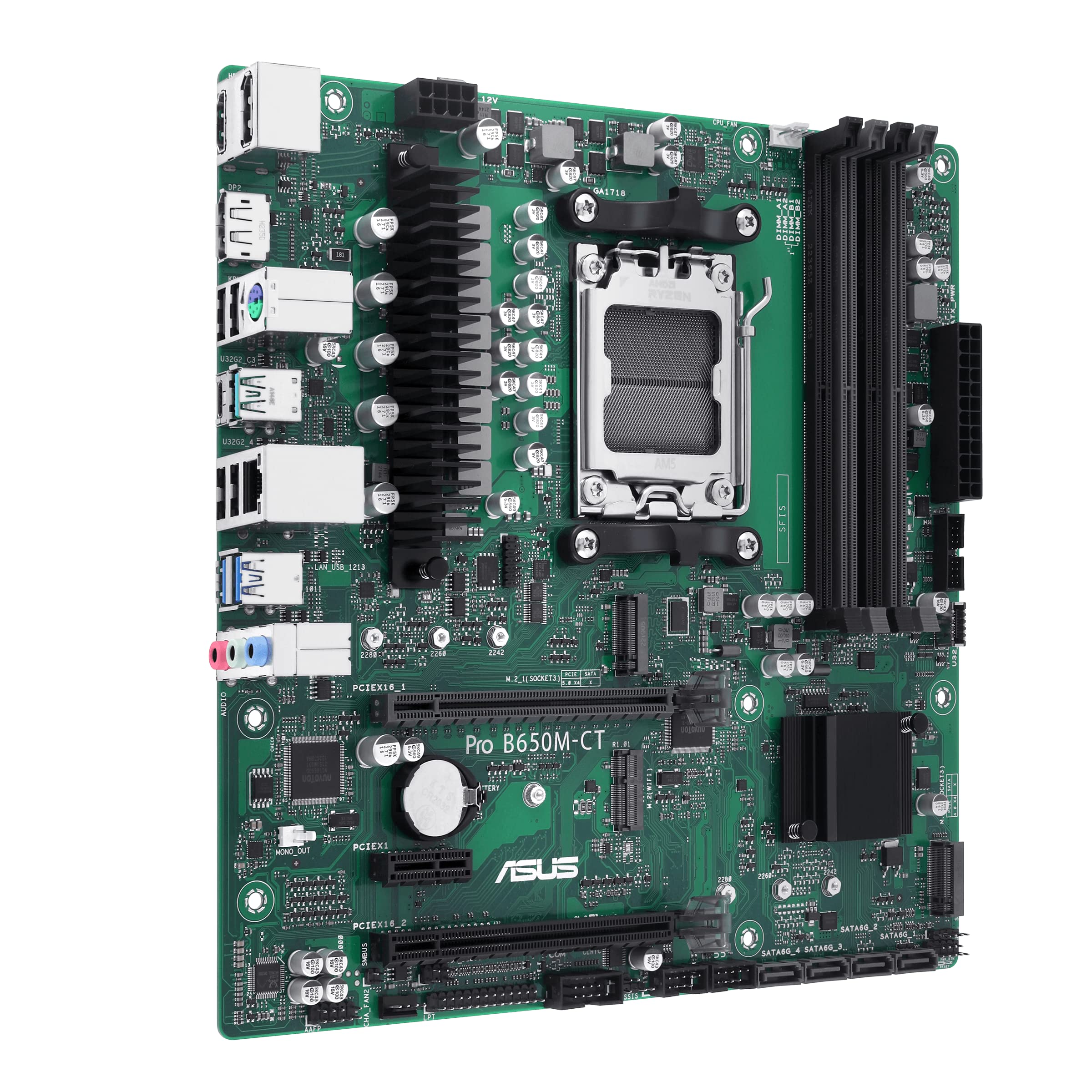 ASUS Pro B650M-CT-CSM AMD B650 Micro-ATX Motherboard for Ryzen 7000 | DDR5, PCIe 5.0, Dual M.2 Slots, USB 3.2 Gen 2 | Business & Gaming PC Build | Perfect for Office Workstations & Home Gaming Rigs