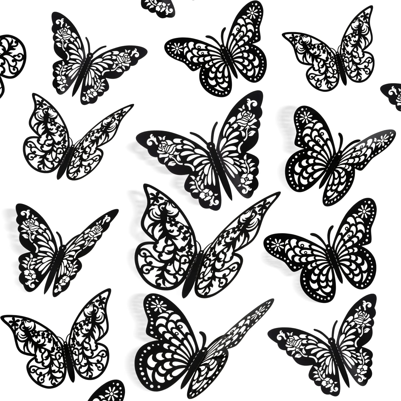 72Pcs 3D Butterfly Wall Decor - Halloween Black Butterfly Decorations in 3 Styles & Sizes - Party Birthday Cake Decor - Wall Stickers for Girls & Kids Bedroom - Perfect for Halloween Parties, Birthday Celebrations & Nursery Room Decor