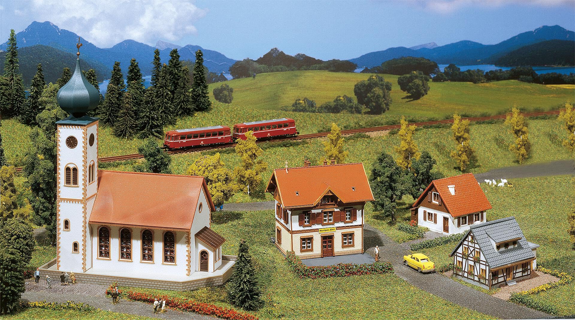 Faller 282777 Z Scale Village Building Kit - Miniature Model Train Accessory for Scenic Railroad Layouts & Dioramas