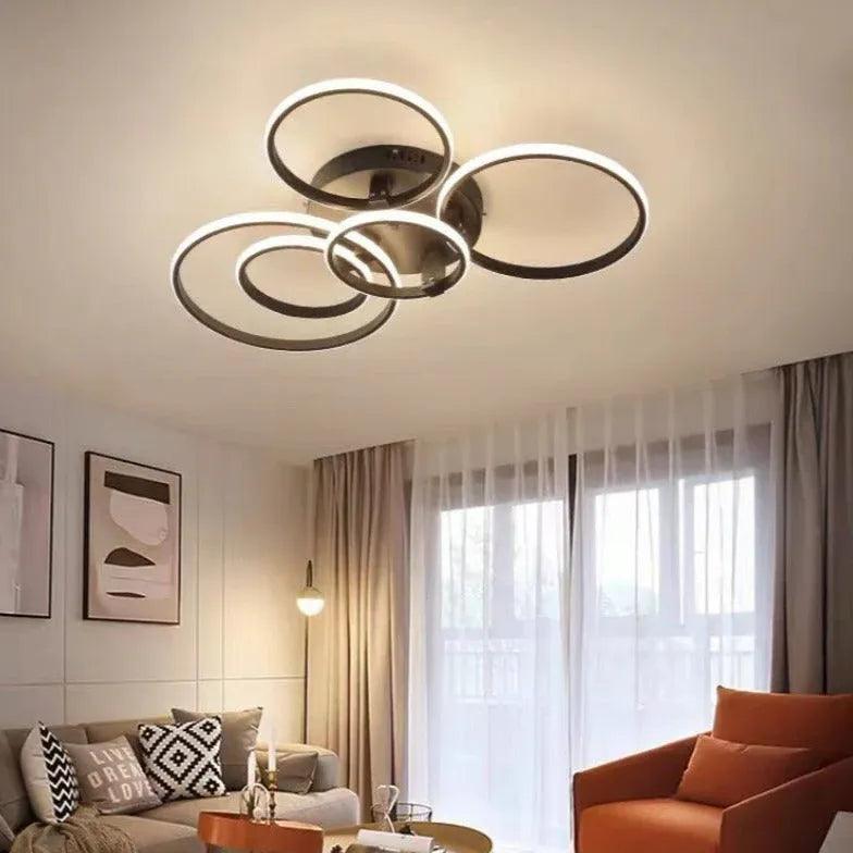 Modern LED Pendant Light with Ring Design - Stylish Ceiling Lighting for Living Room, Bedroom, and Dining Area