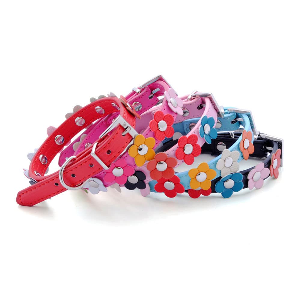 **Stylish Red Floral Faux Leather Dog Collar for Small & Medium Breeds – Cute & Durable Pet Accessory for Female Dogs & Puppies | Perfect for Walks, Training & Fashion**
