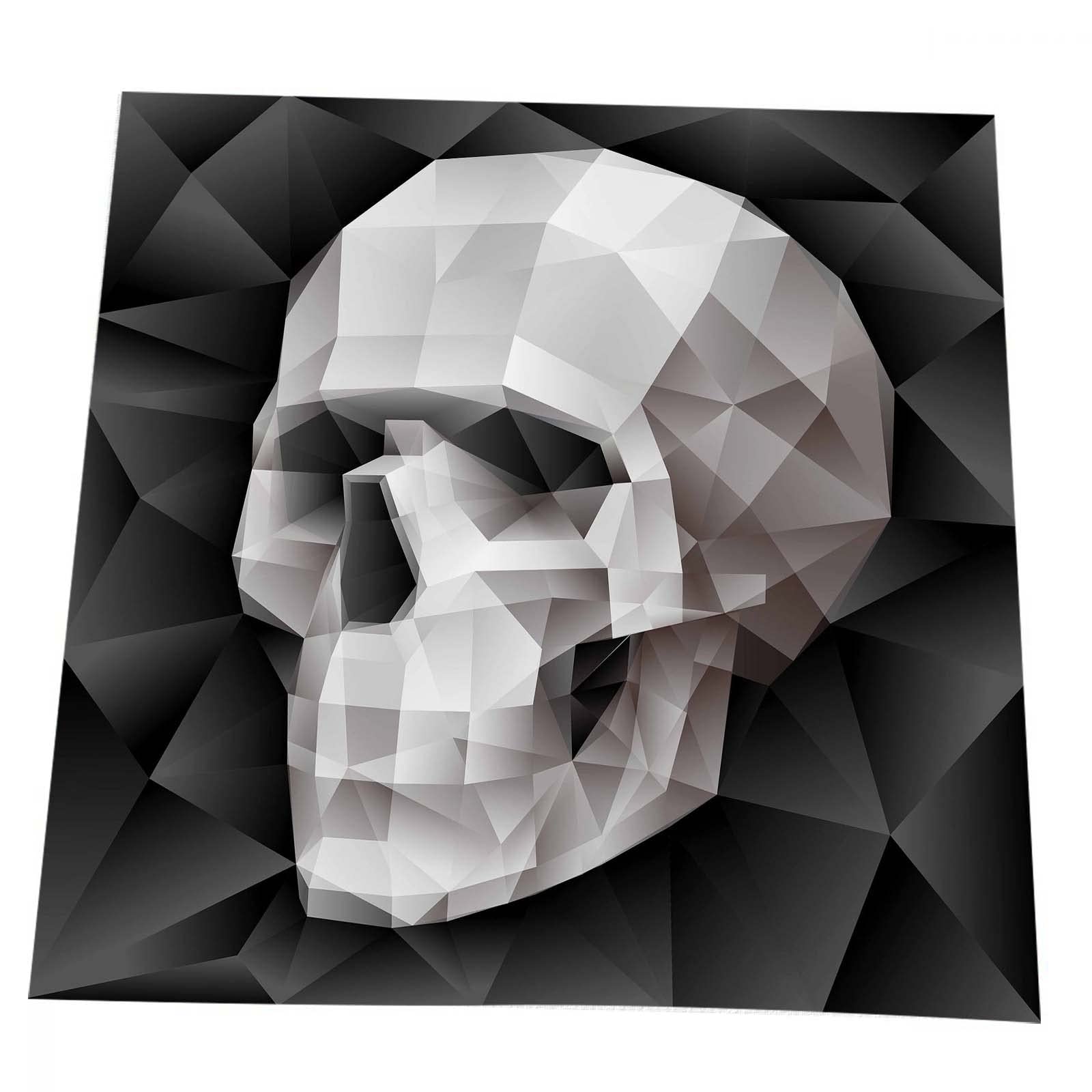 HOSNYE 4-Pack Black and Grey Geometric Skull Print Table Napkins - 20x20 Inch Premium Cotton Dinner Napkins for Kitchen, Dining Room, Halloween Party & Gothic Home Decor