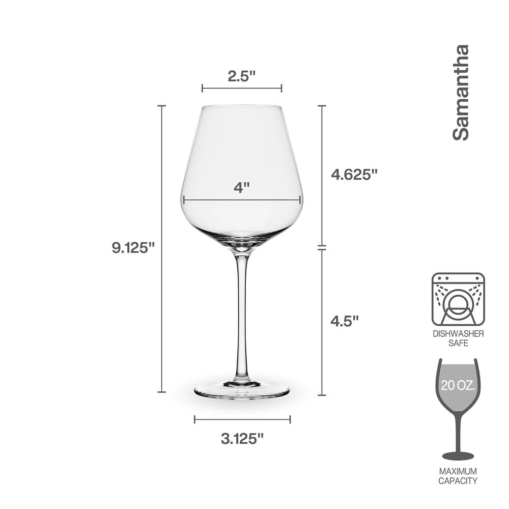 Premium Samantha Set of 4 Crystal Clear White Wine Glasses - Elegant Stemware for Chardonnay, Sauvignon Blanc & Riesling - Perfect for Dinner Parties, Weddings & Romantic Date Nights