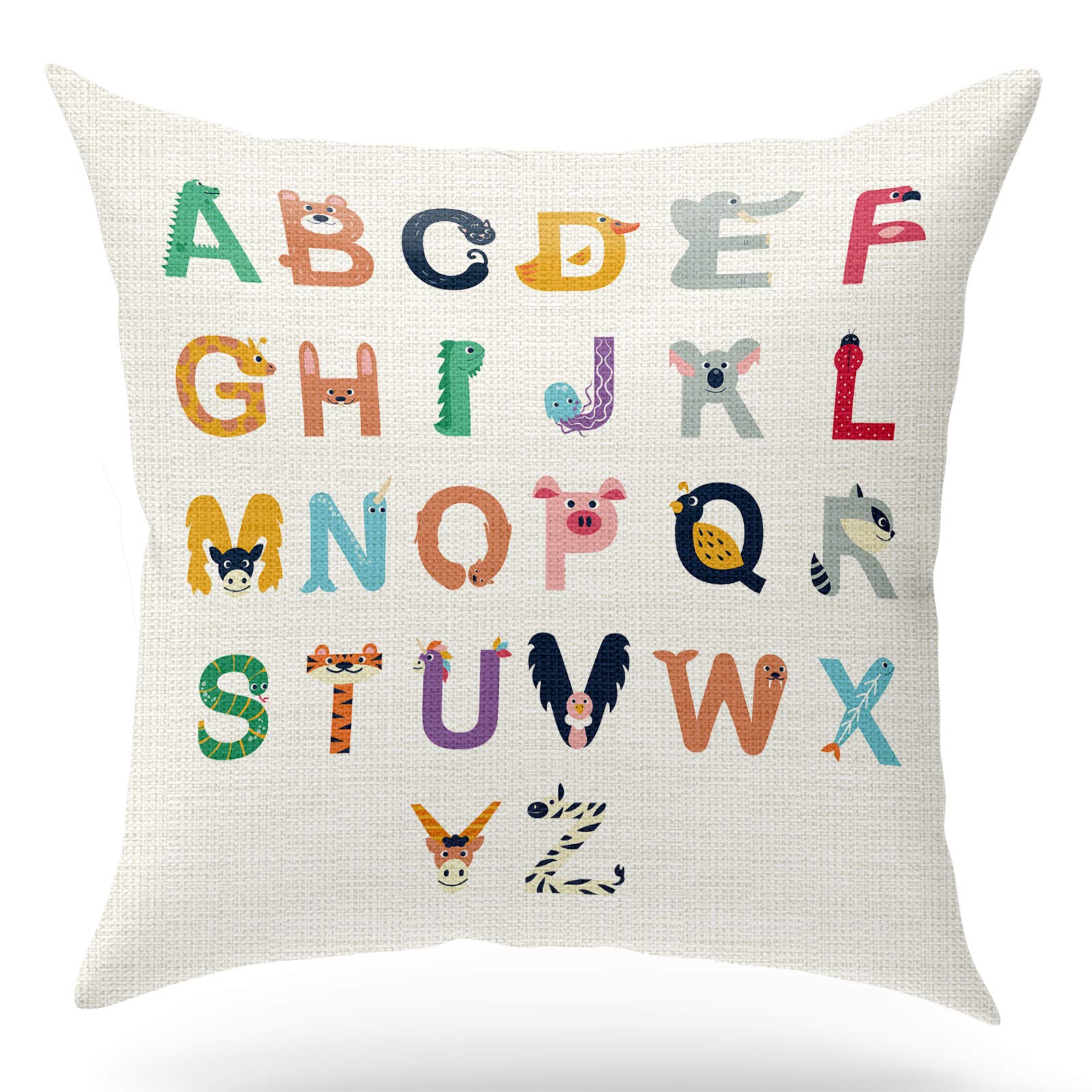 KongMoTree 18x18 Inch Decorative Linen Throw Pillow Covers - English Letters Design for Sofa, Bedroom & Home Decor - Soft Pillow Protectors for Cozy Living Room, Dorm or Nursery