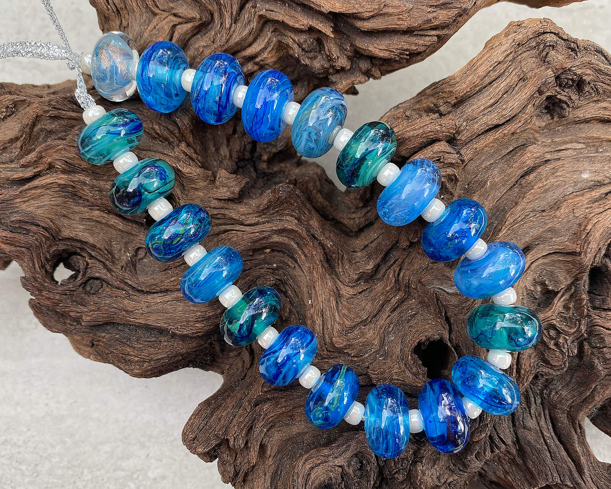 20 Vibrant Aqua Blue Ocean Lampwork Glass Beads Set for Jewelry Making - DIY Necklace, Bracelet & Earrings Craft Supplies - Perfect for Beach Theme Jewelry Designs