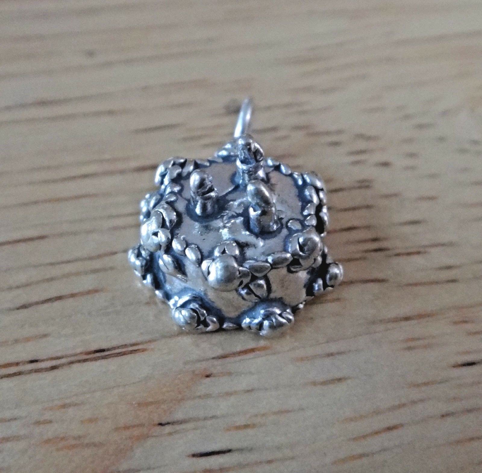 Sterling Silver 3D 10x15mm 3g Hollow Birthday Cake Charm for Jewelry Making - Perfect for DIY Bracelets, Necklaces & Cake Decorations