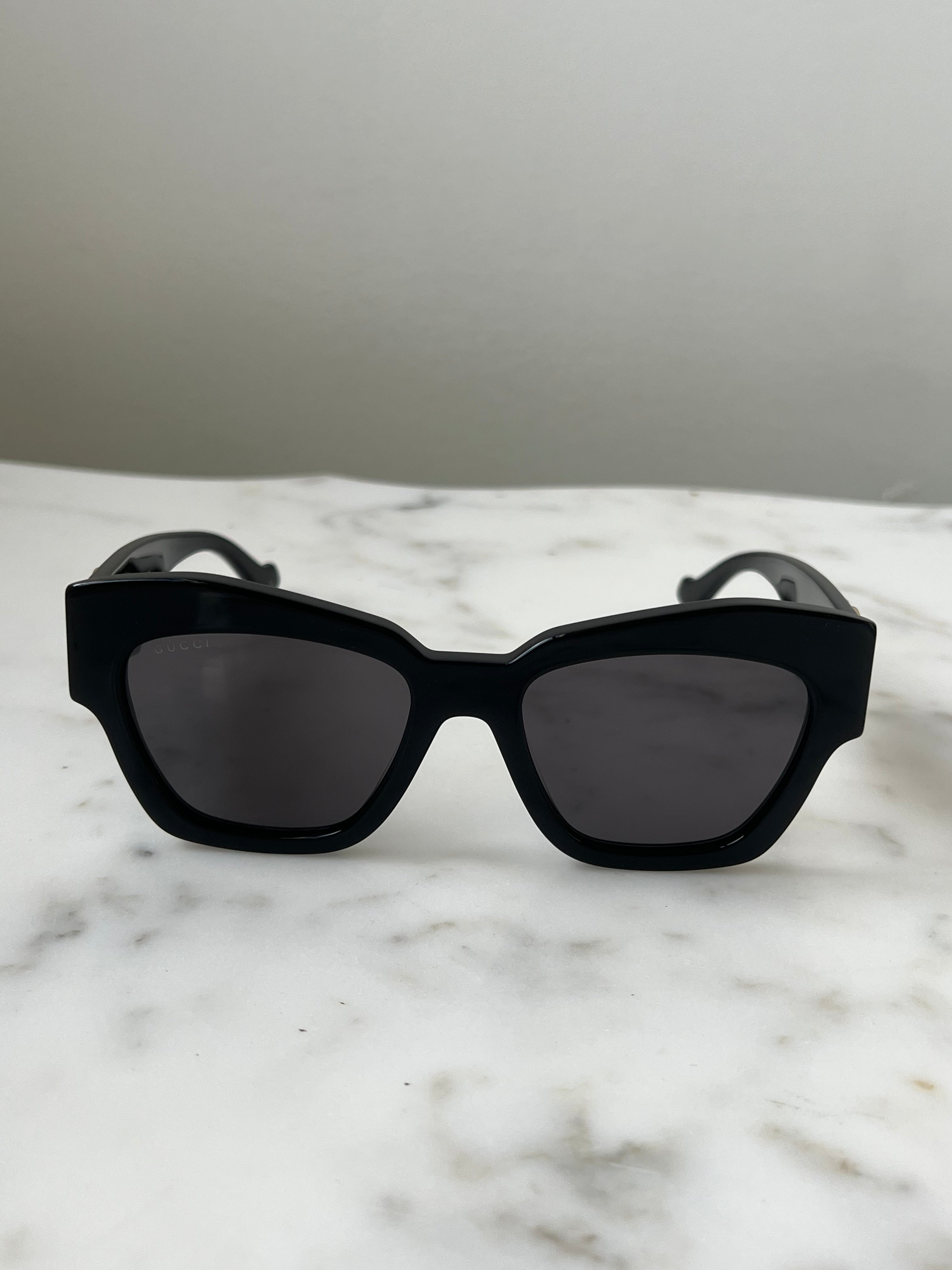 Gucci GG1422S Black Thick Rim Cat Eye Sunglasses for Women - Stylish UV Protection Shades for Outdoor, Beach, and Driving