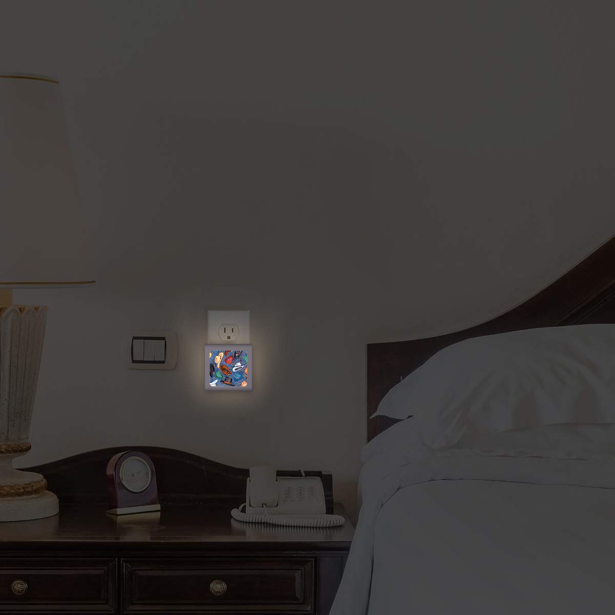 Dimmable LED Night Light with Auto On/Off Sensor - Adjustable Brightness & Warm White Light for Bathroom, Hallway, Nursery, Bedroom - Cowboy Hat Design (Denim) - Perfect for Nighttime Safety & Comfort