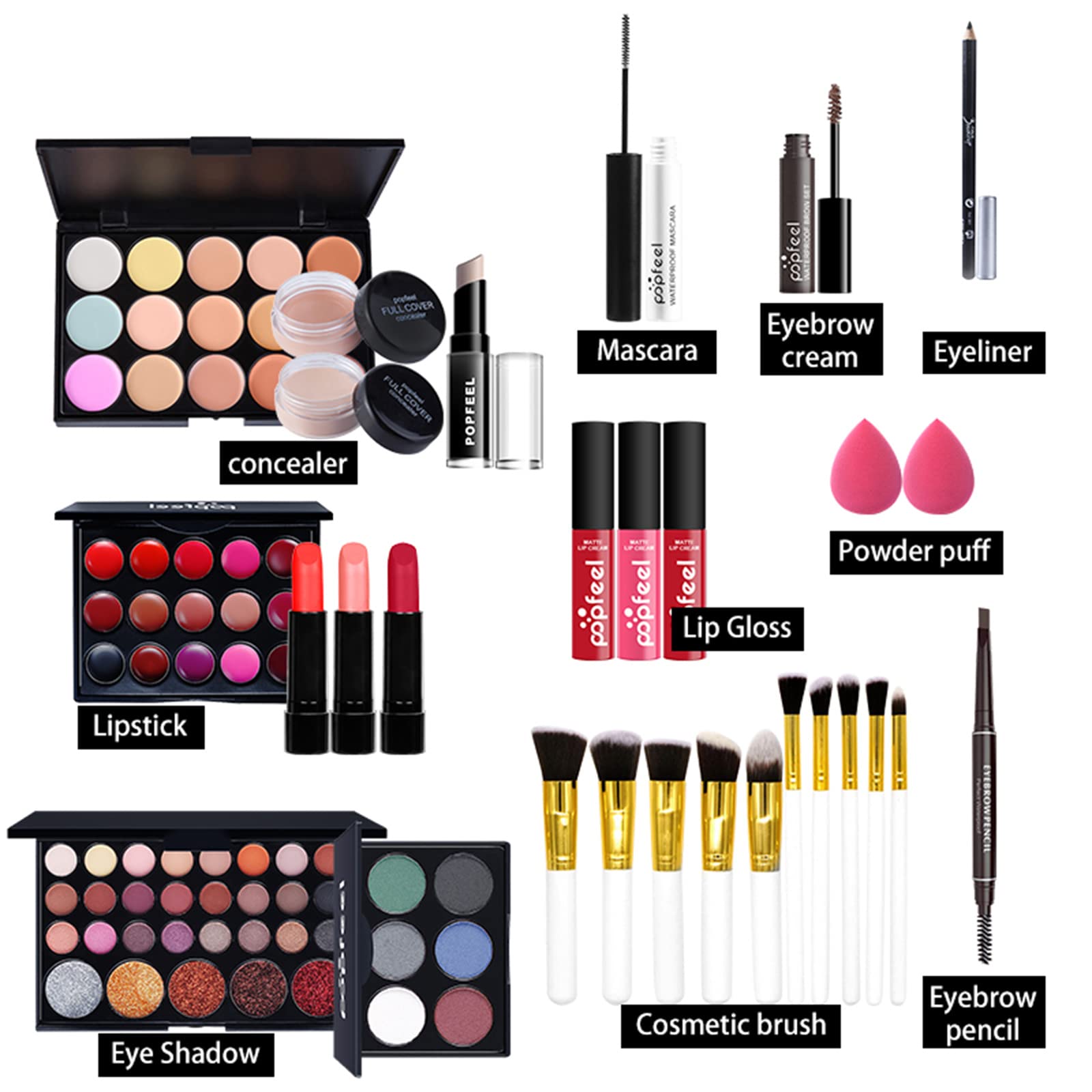 FantasyDay Complete Makeup Kit - Christmas Makeup Gift Set with Eyeshadow, Lipstick, Brushes, Contour Stick, Concealer, Mascara, Blush, Powder | Perfect for Holiday Gifting, Parties, and Everyday Glam