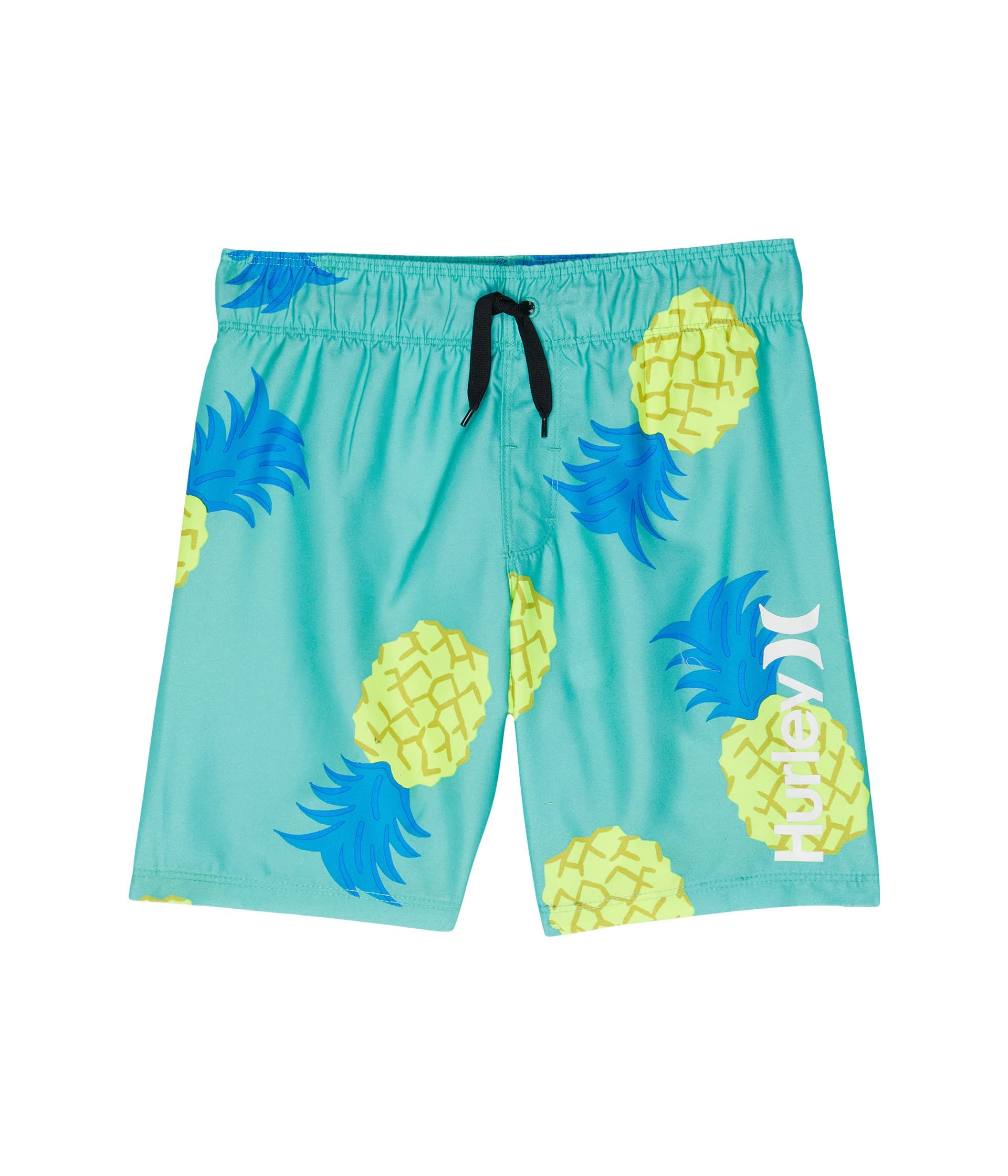 Hurley Boys' Quick-Dry Swim Trunks with Fun Character Print - Aurora Green - Size LG (14-16 Big Kid) - Perfect for Beach, Pool & Summer Water Activities