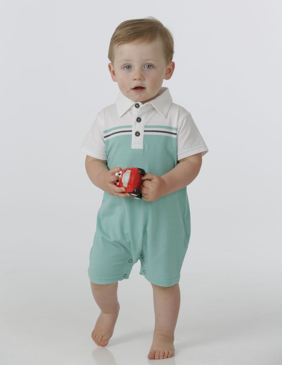 Lewis Infant Boys' Polo Romper - Short Sleeve Cotton Outfit for Baby Boys 0-24 Months | Perfect for Playdates, Family Photos & Summer Outings