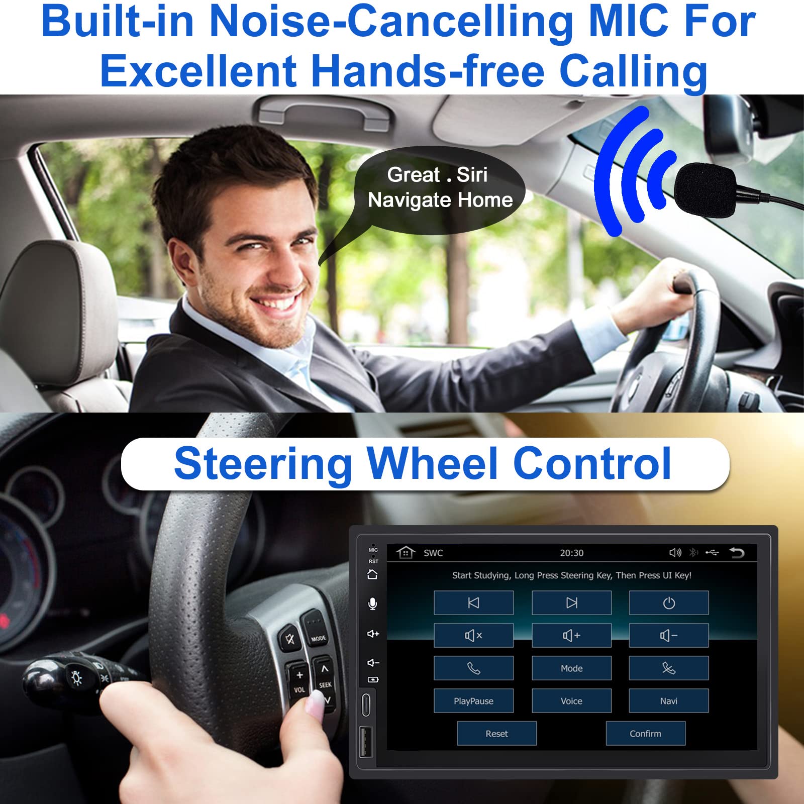 IYING 7 Inch Wireless CarPlay & Android Auto Double Din Car Stereo with Backup Camera - Bluetooth, AM/FM, AirPlay, MP5 Player - Universal In-Dash Receiver for Cars, SUVs & Trucks - Perfect for Commuting, Road Trips & Hands-Free Driving