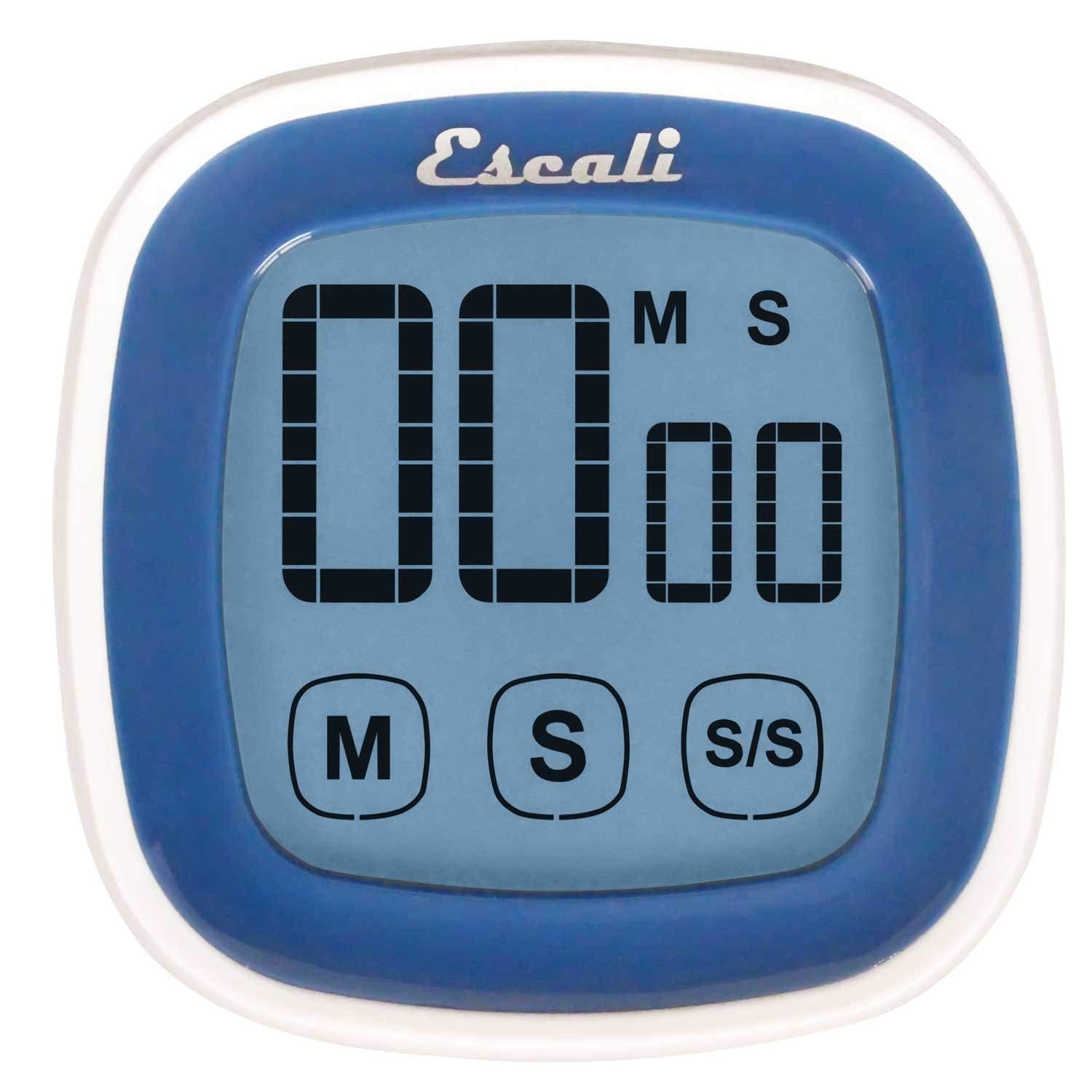 Escali Digital Timer with Touch Screen LCD Display - Easy to Read, Battery Saving, Touch Sensitive Controls (Blue) - Perfect for Cooking, Baking, Fitness, and Lab Experiments