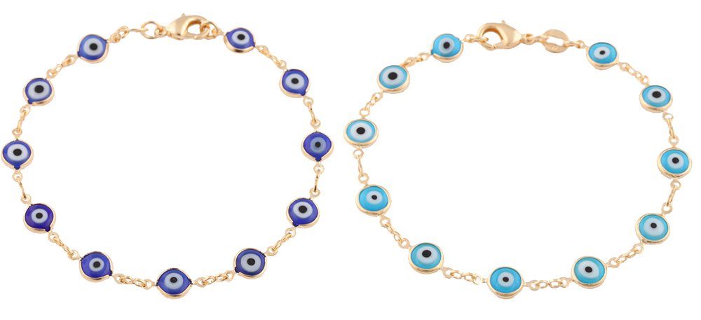 2 Pack Gold Overlay Evil Eye Bracelets for Women - Protection Jewelry Set for Good Luck & Positive Energy | Perfect for Gifts, Travel & Everyday Wear