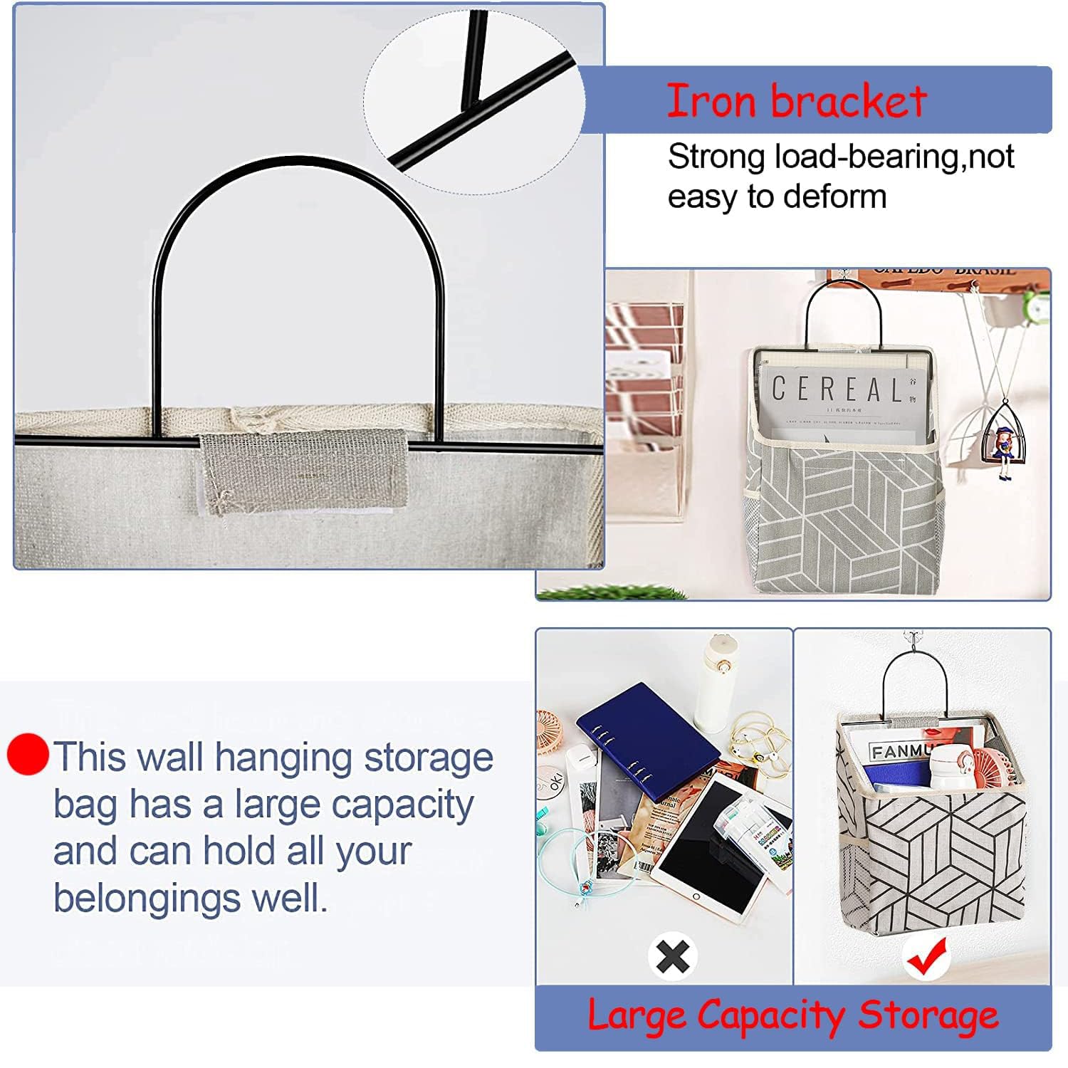 2-Pack Waterproof Over The Door Hanging Storage Bags - Closet Organizer with Linen Cotton Pockets for Home, Dorm, Bedroom & Bathroom | Space-Saving Solution for Shoes, Toys & Accessories