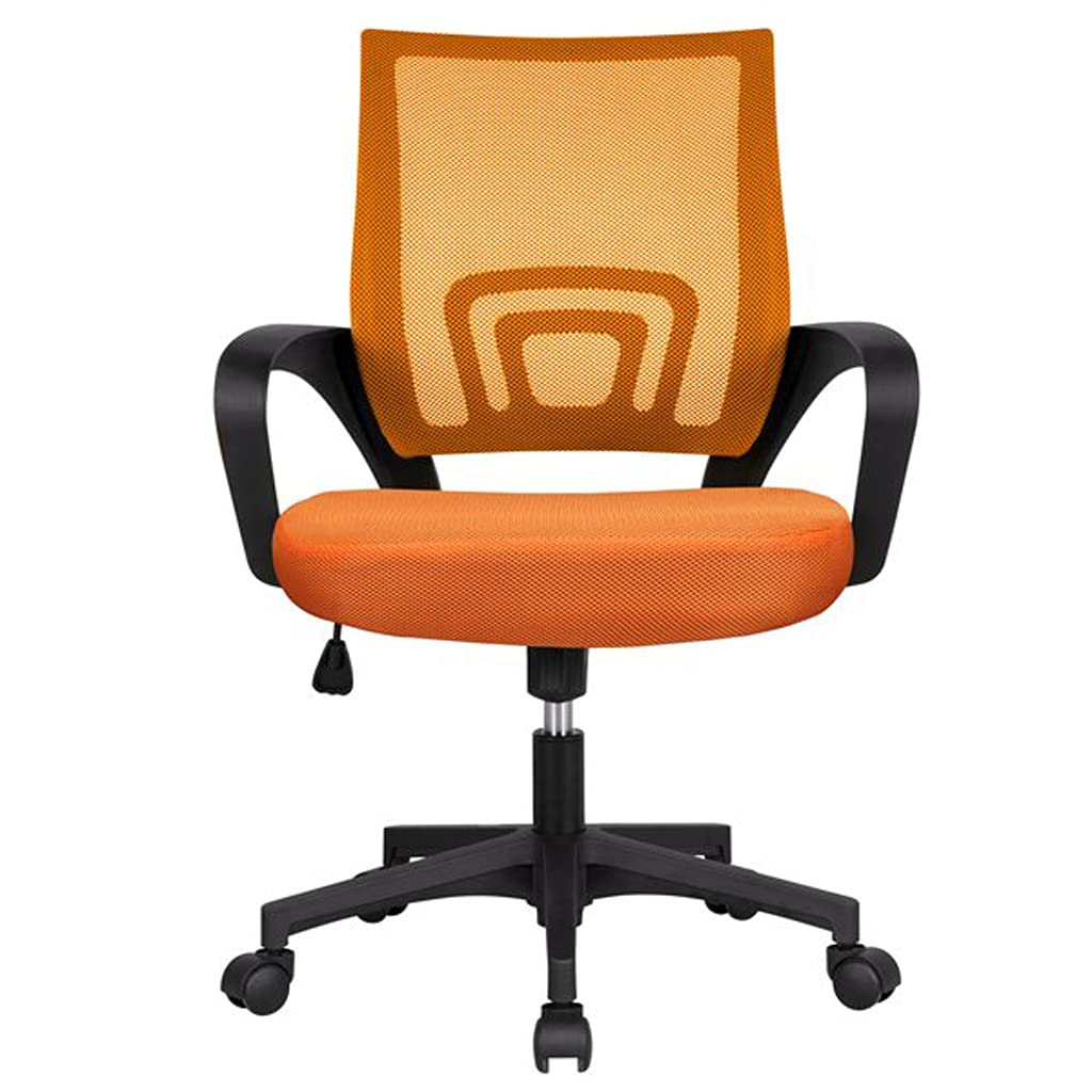 Ergonomic Mesh Office Chair with Lumbar Support & Adjustable Armrests - Swivel Rolling Computer Desk Chair for Home & Office - Comfortable Mid Back Task Chair for Women & Adults (Orange) - Perfect for Long Work Hours, Gaming & Remote Work