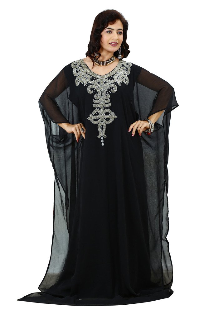 Elegant Dubai Style Kaftan Farasha Abaya Maxi Dress for Women - Black Free Size | Perfect for Ramadan, Eid, Beach Cover-ups & Special Occasions