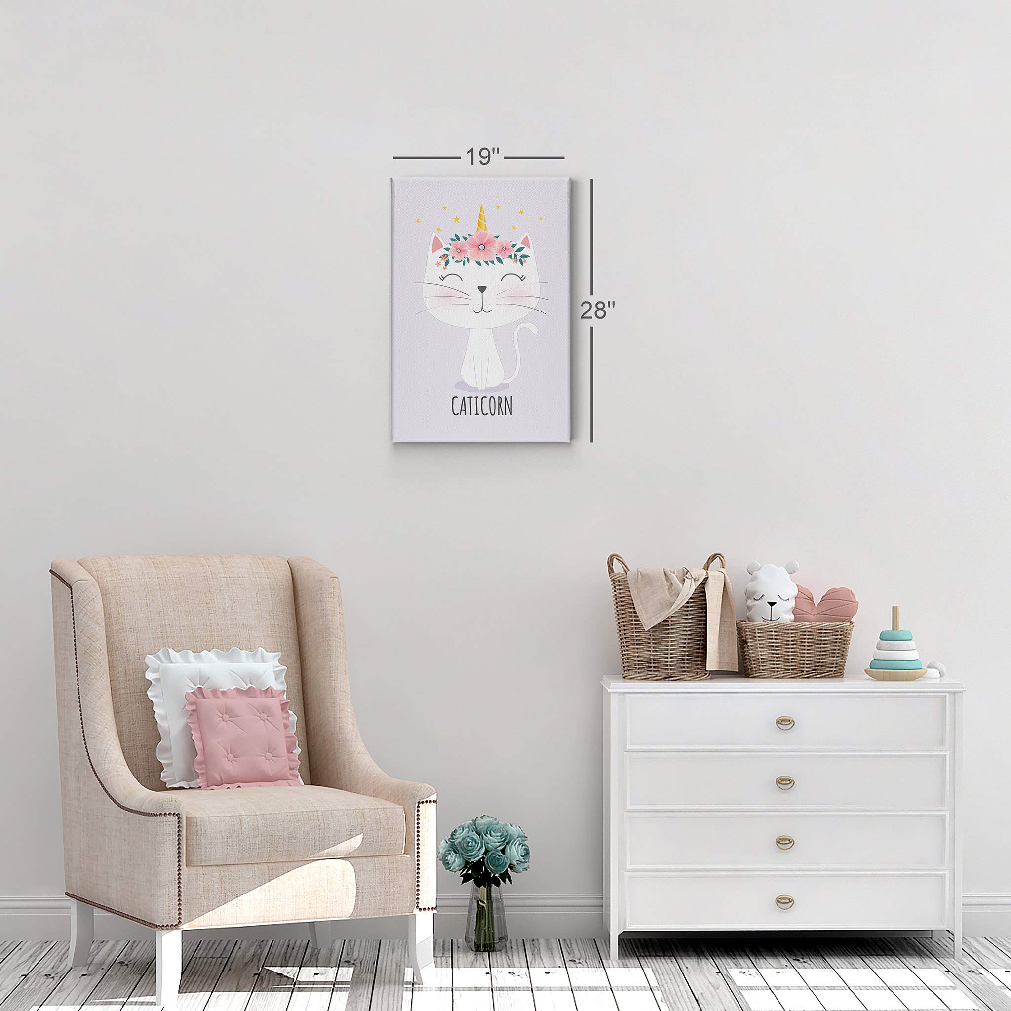 Cute Caticorn Unicorn Wall Art Canvas Print - Purple Background Kids Room Decor, Nursery & Baby Room Wall Decor - Made in USA (40x30 Inches, Rolled) - Perfect for Birthday Gifts, Baby Showers & Unicorn-Themed Bedrooms