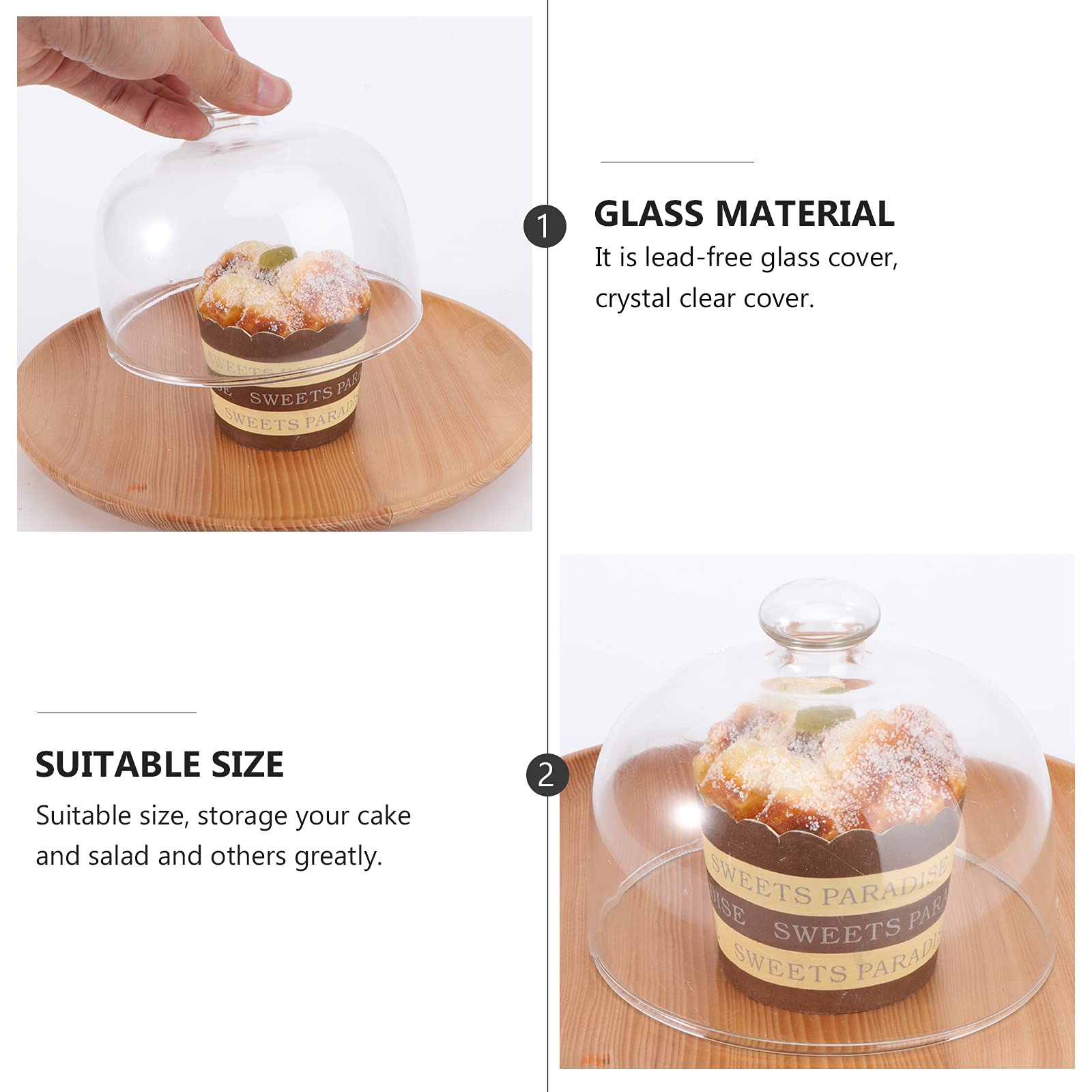 Cabilock 10-Inch Clear Glass Cake Dome with Lid - Round Cake Cover for Baking, Dessert Display, and Food Protection - Perfect for Home Kitchen, Party Serving, and Bakery Showcase