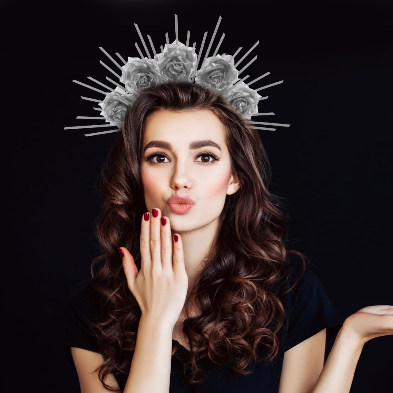 Women's Halloween Halo Headband - Silver Bridal Wedding Headpiece for Cosplay & Costume Accessories | Perfect for Halloween Parties, Weddings & Cosplay Events