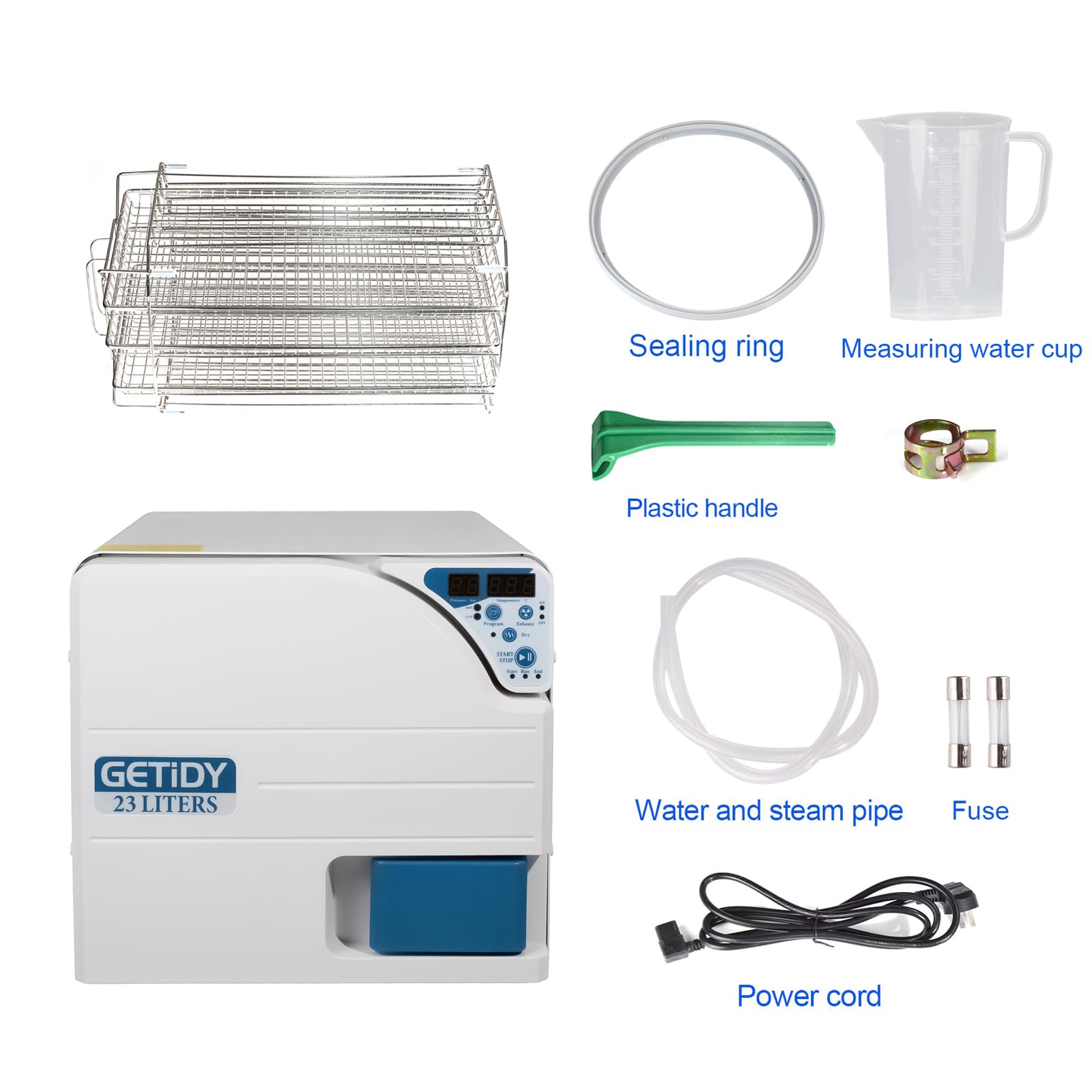 23L Digital Steam Autoclave Sterilizer with LED Display - 1200W High Power, Adjustable Timer & Drying Function for Medical Tools, Tattoo Equipment & Baby Bottles | Perfect for Clinics, Salons & Home Use