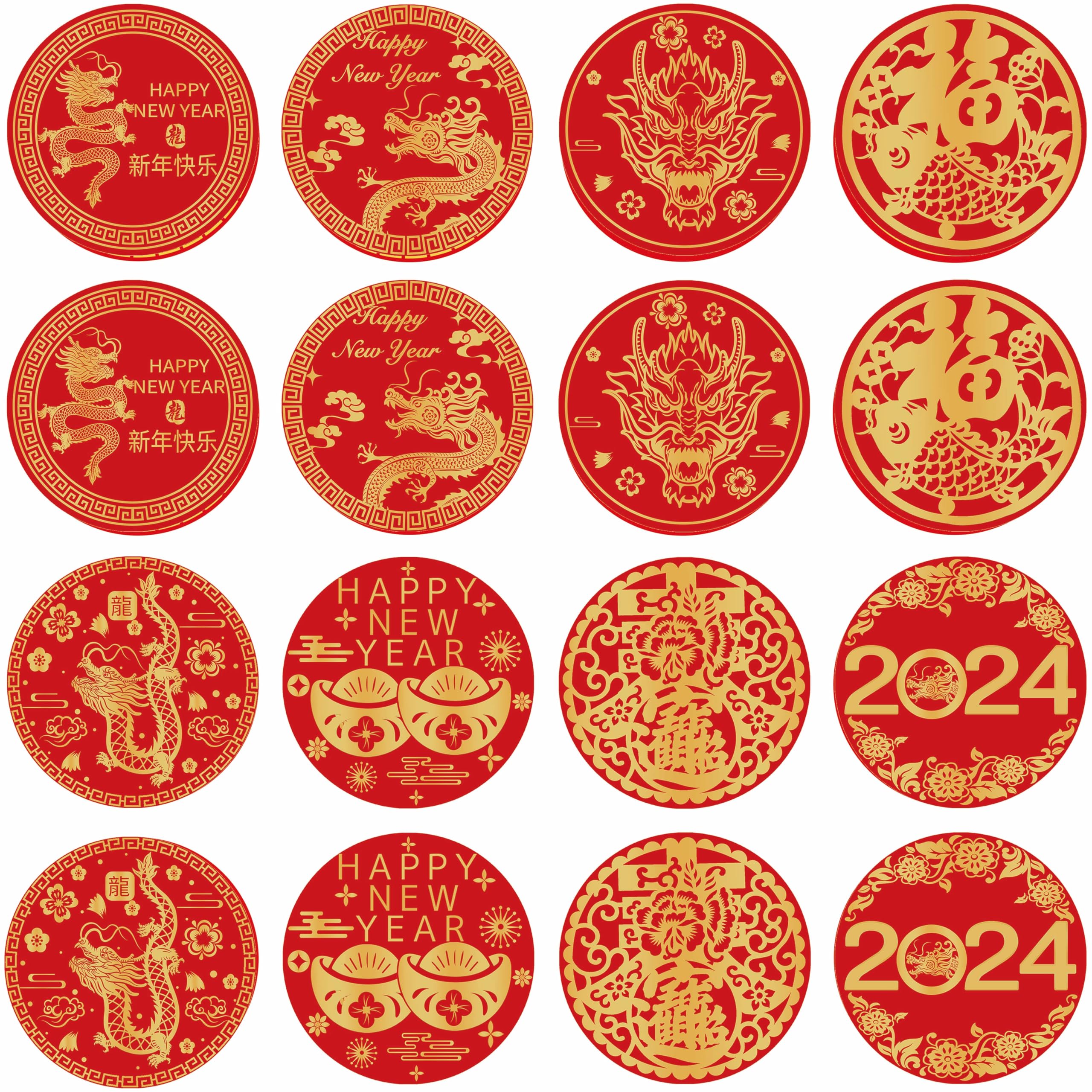 ELLZK Chinese New Year Candy Stickers - 2025 Year of The Snake Round Chocolate Candy Labels for Lunar New Year Decorations & Party Favors | Perfect for Festive Treats, Gift Wrapping, and Holiday Celebrations