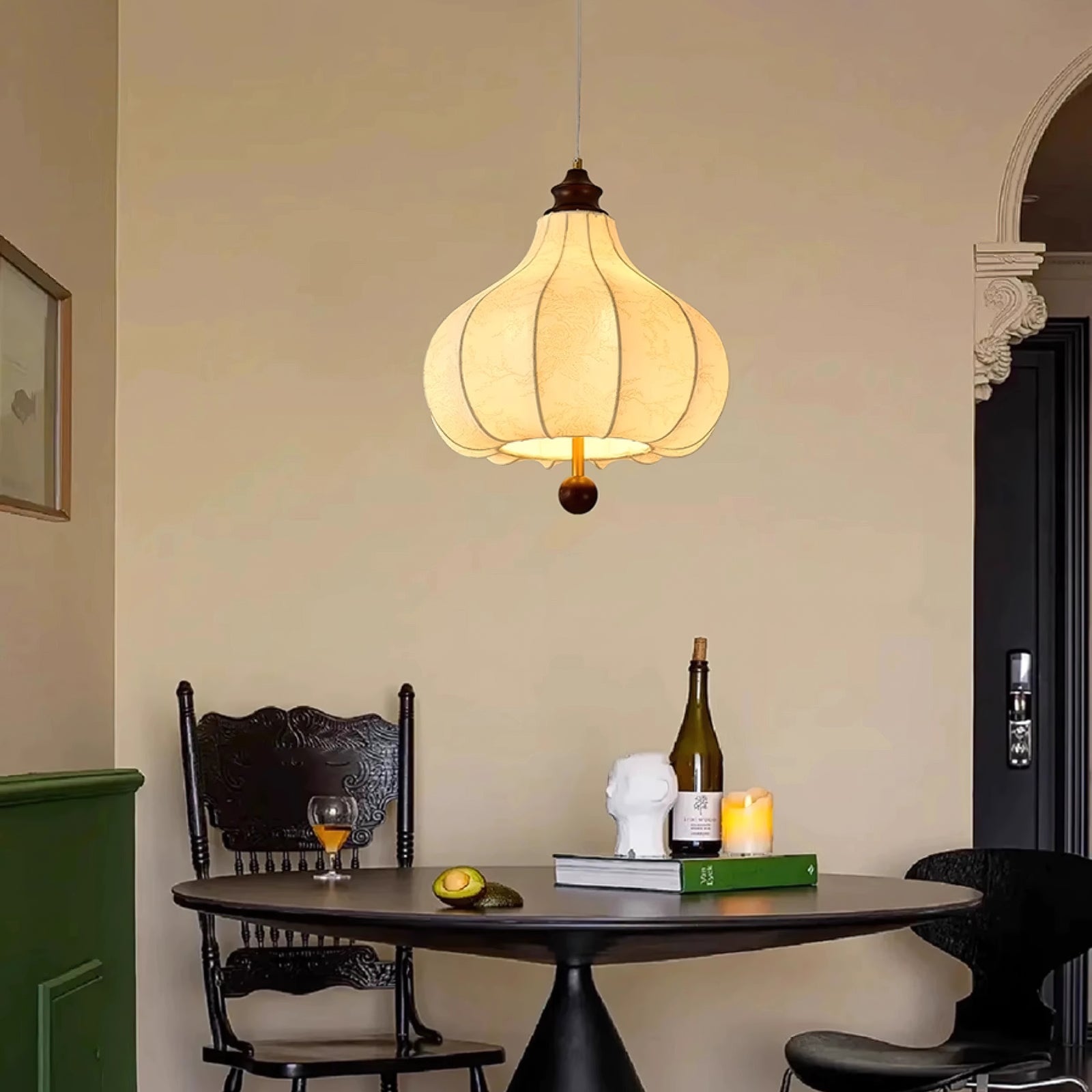 Stylish Chestnut Fabric Pendant Light - Modern Hanging Lamp for Dining Room, Kitchen Island & Bedroom Decor